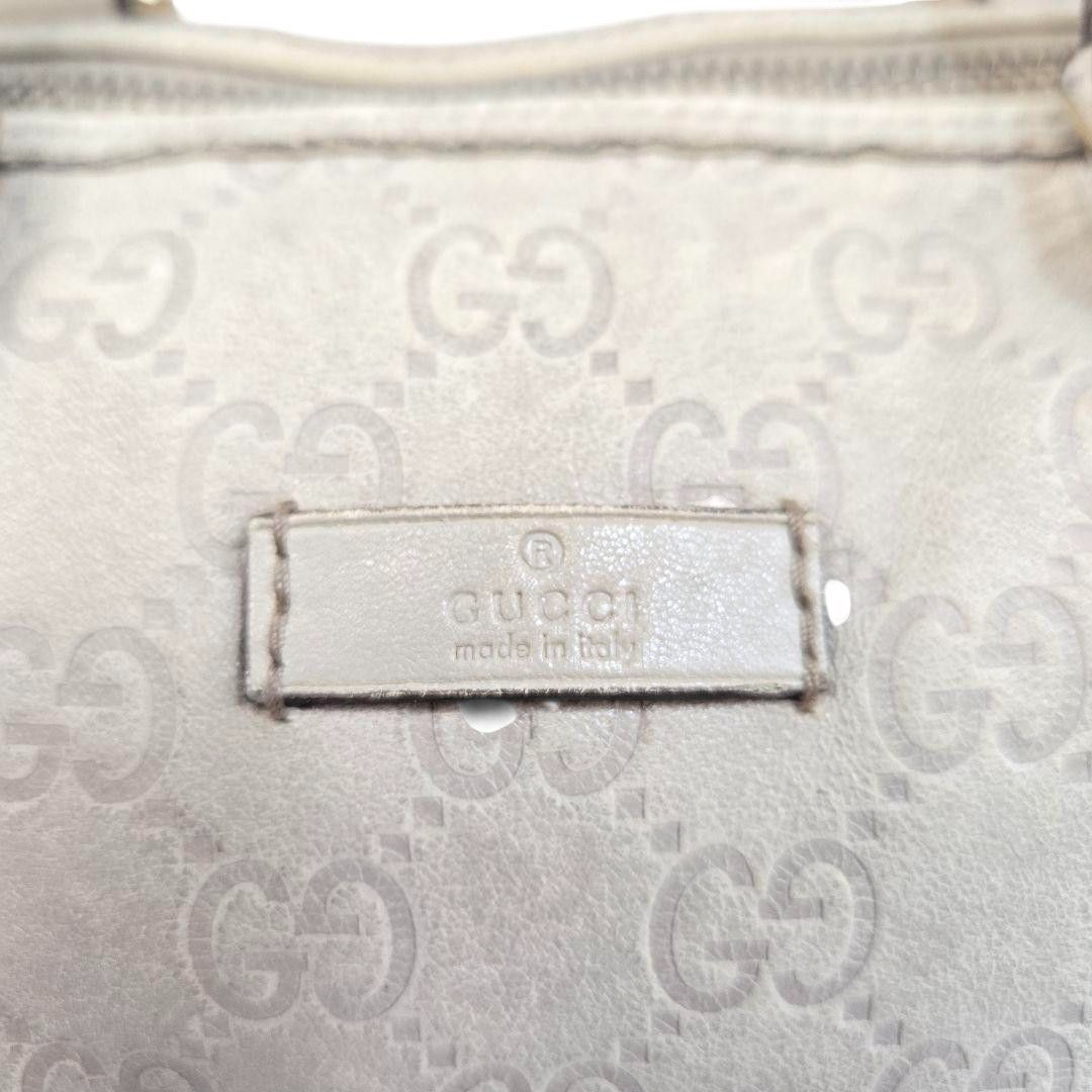Gucci Gucci - White Leather Mini Boston Handbag Shoulder Bag GG Size ONE SIZE - 2 Thumbnail