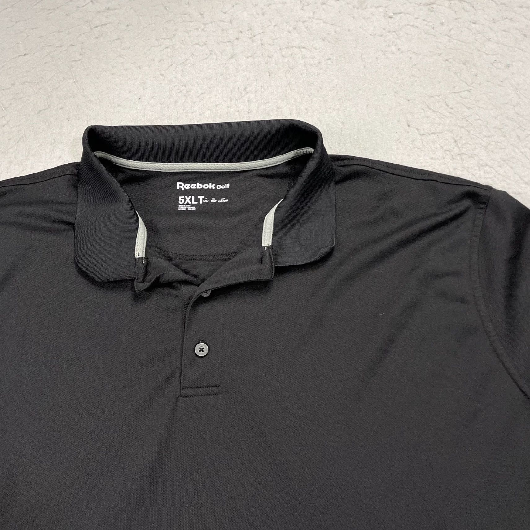 Reebok Reebok Polo Shirt Mens 5XLT Black Solid Performance Golf Breathable Lightweight Polyester Spandex Big & Tall Shirt Mens Golf Polo 5XLT Black Solid Size US XXL / EU 58 / 5 - 2 Thumbnail