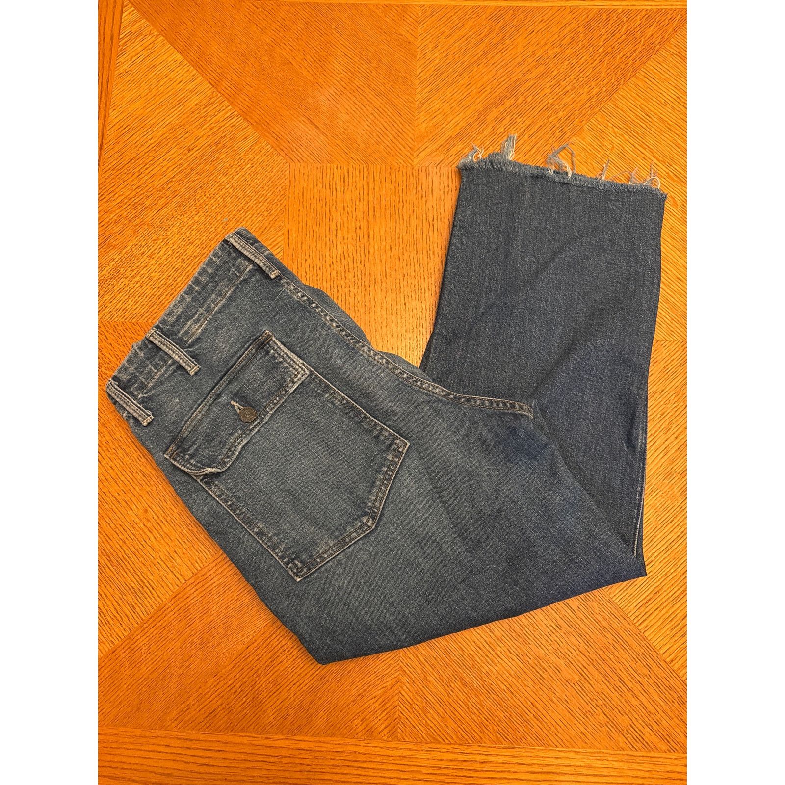 MOTHER Mother Superior Patch Pocket Zip Private Ankle Fray Jeans 30 Size 30" / US 8 / IT 44 - 3 Thumbnail
