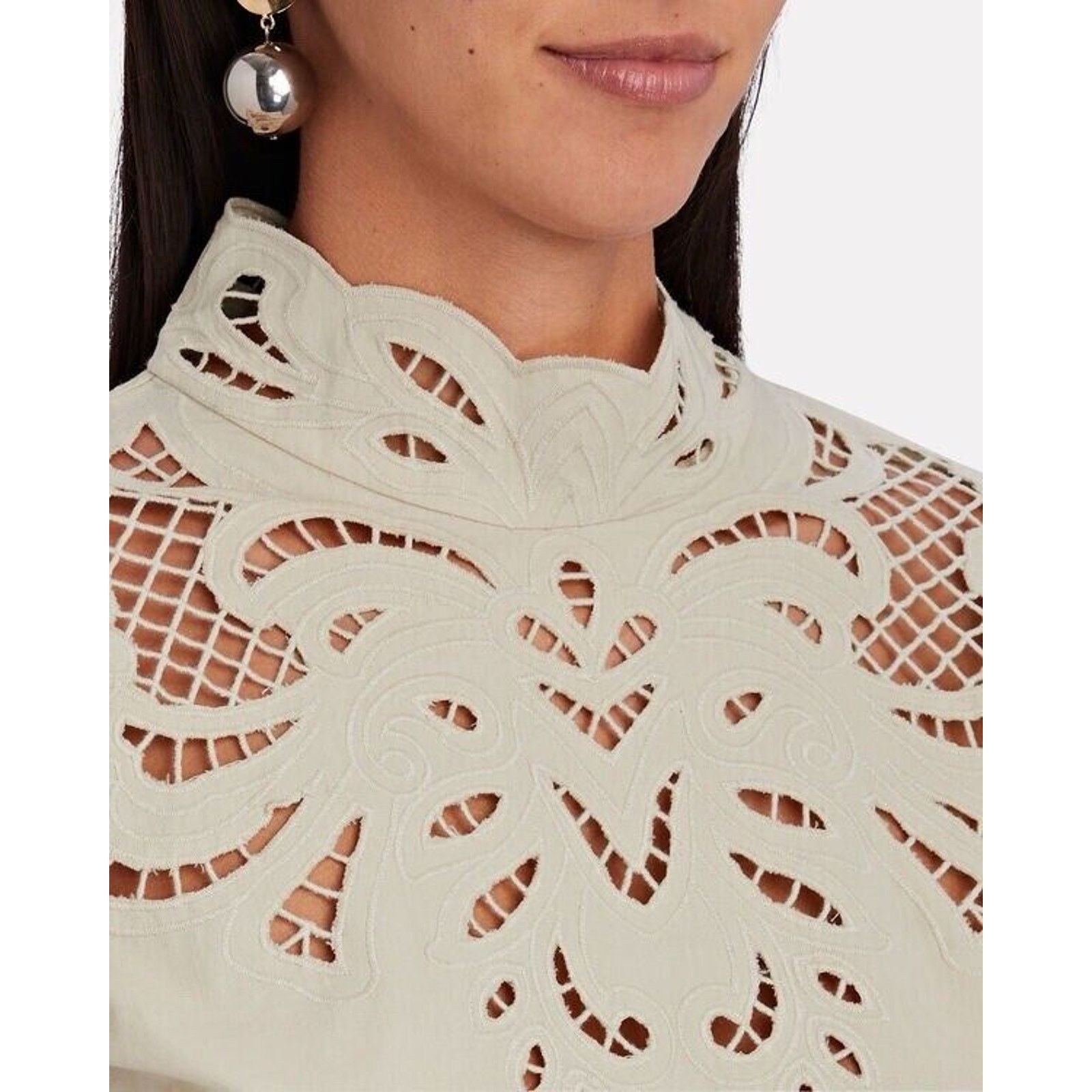 INTERMIX INTERMIX Jasmine Organic Cotton Detailed Lace Cuff Blouse 6 Size M / US 6-8 / IT 42-44 - 3 Thumbnail