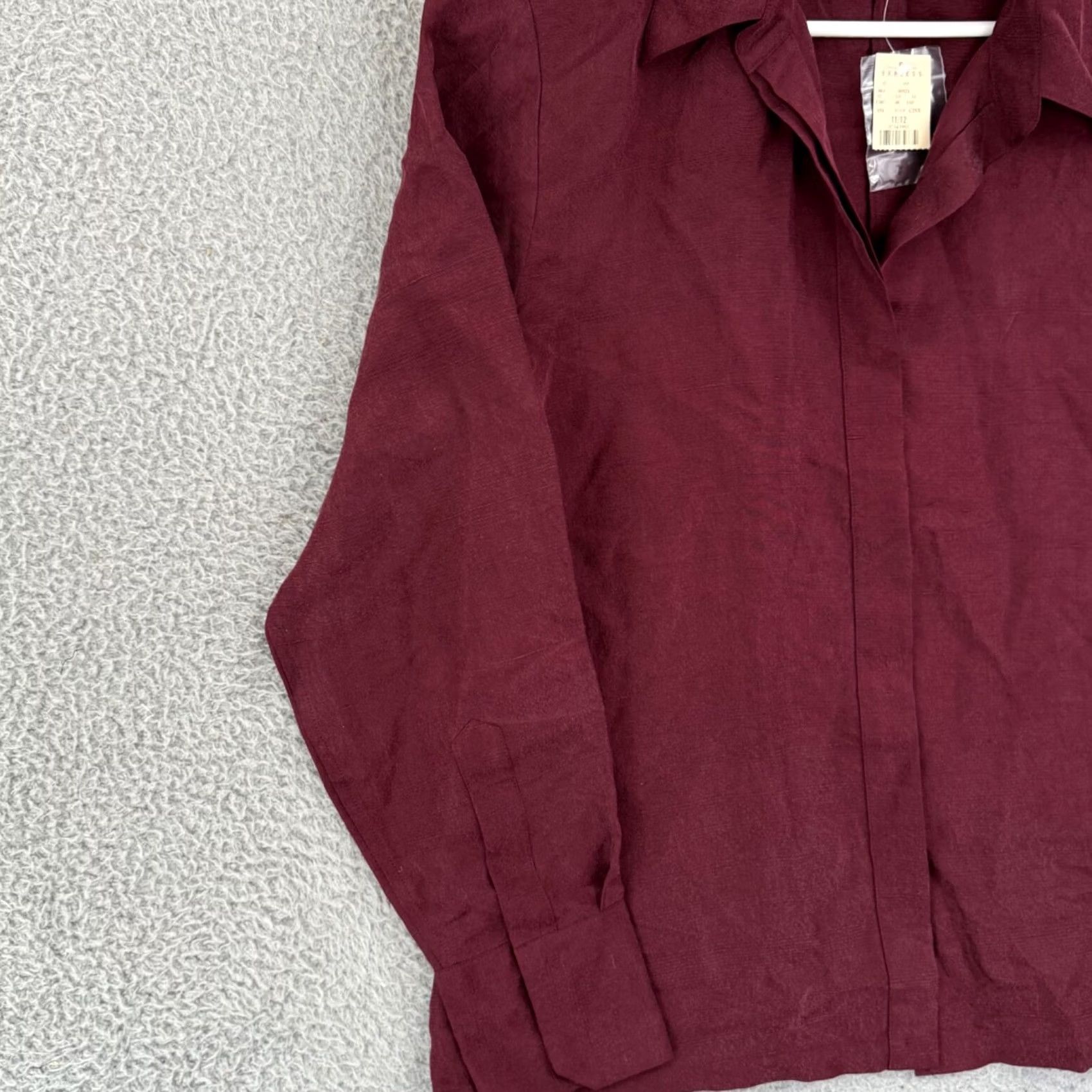 Express VTG Express Shirt Womens 11/12 Silk 90s Button Up NWT Red Size XL / US 12-14 / IT 48-50 - 4 Thumbnail