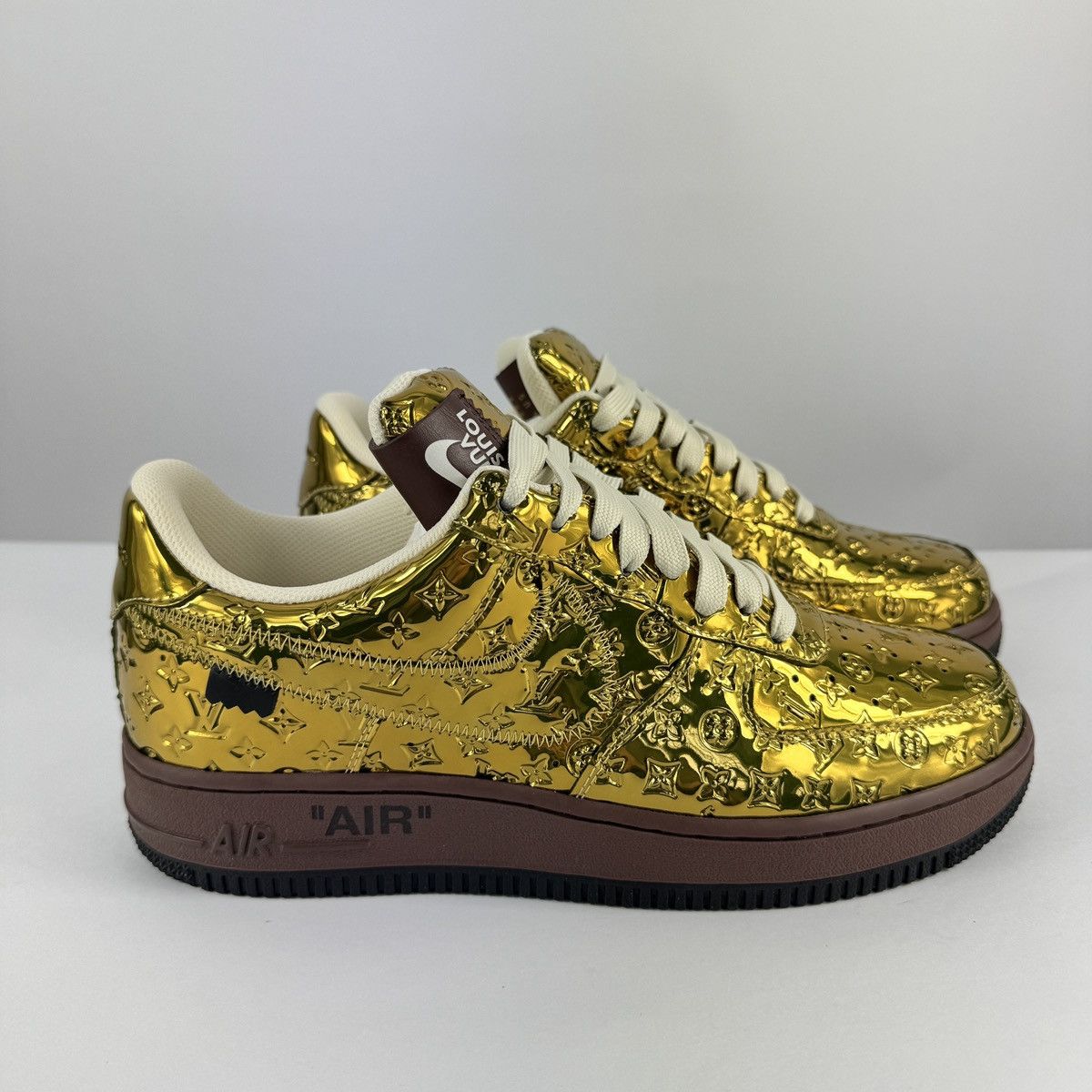 Louis Vuitton x Nike Air Force 1 By Virgil Abloh Gold Sneakers Size US 7.5 / EU 40-41 - 1 Thumbnail