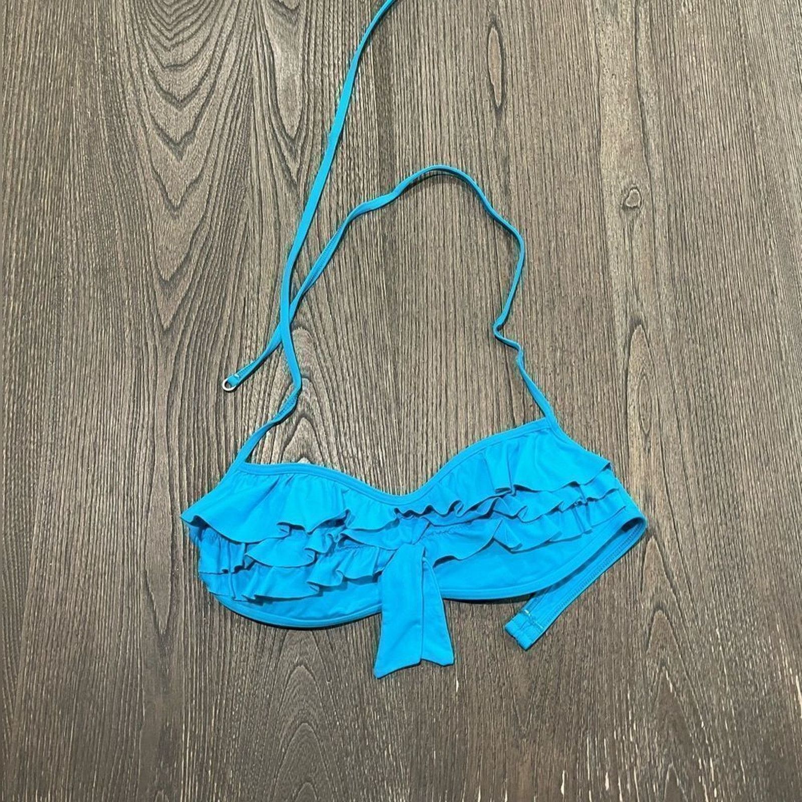 Vintage Gilly Hicks Swim Bright Ocean Blue Ruffle Bikini Top Size XS Size ONE SIZE - 1 Thumbnail