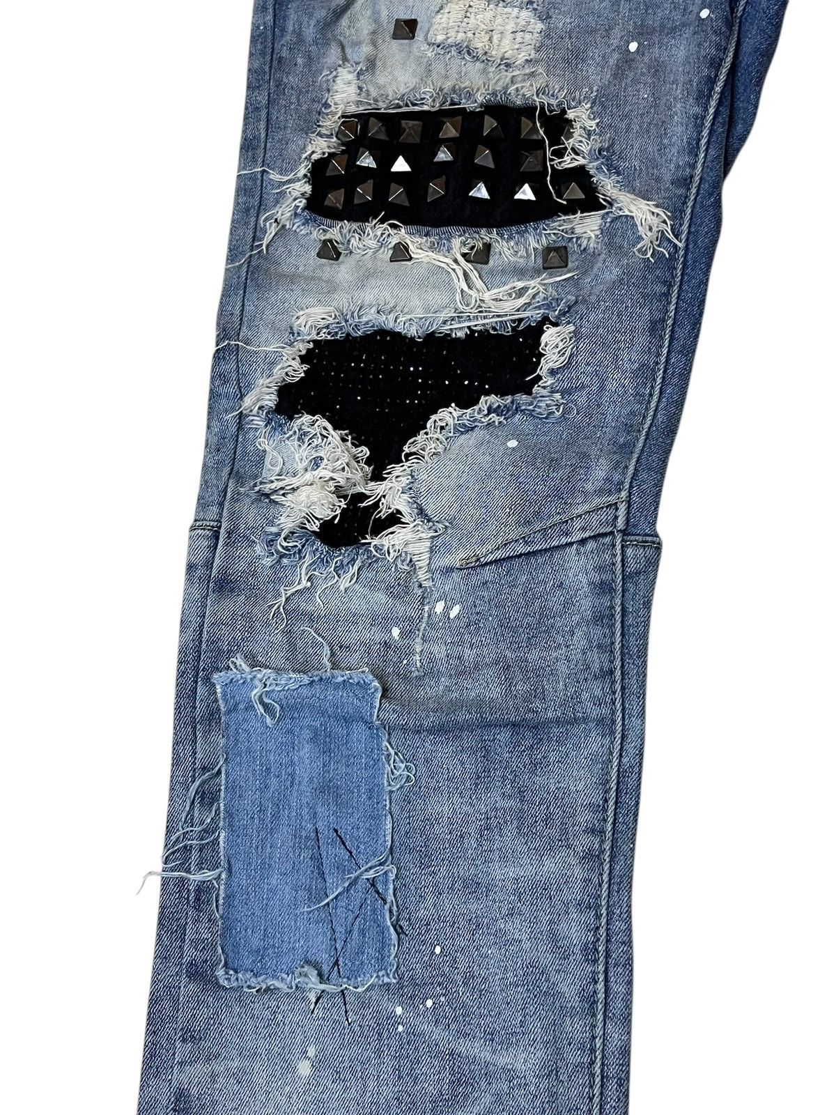 Japanese Brand SICK🔥SMOKE RISE DISTRESSED WITH STUDDED/SPIKE STYLE JEANS Size US 33 - 4 Thumbnail