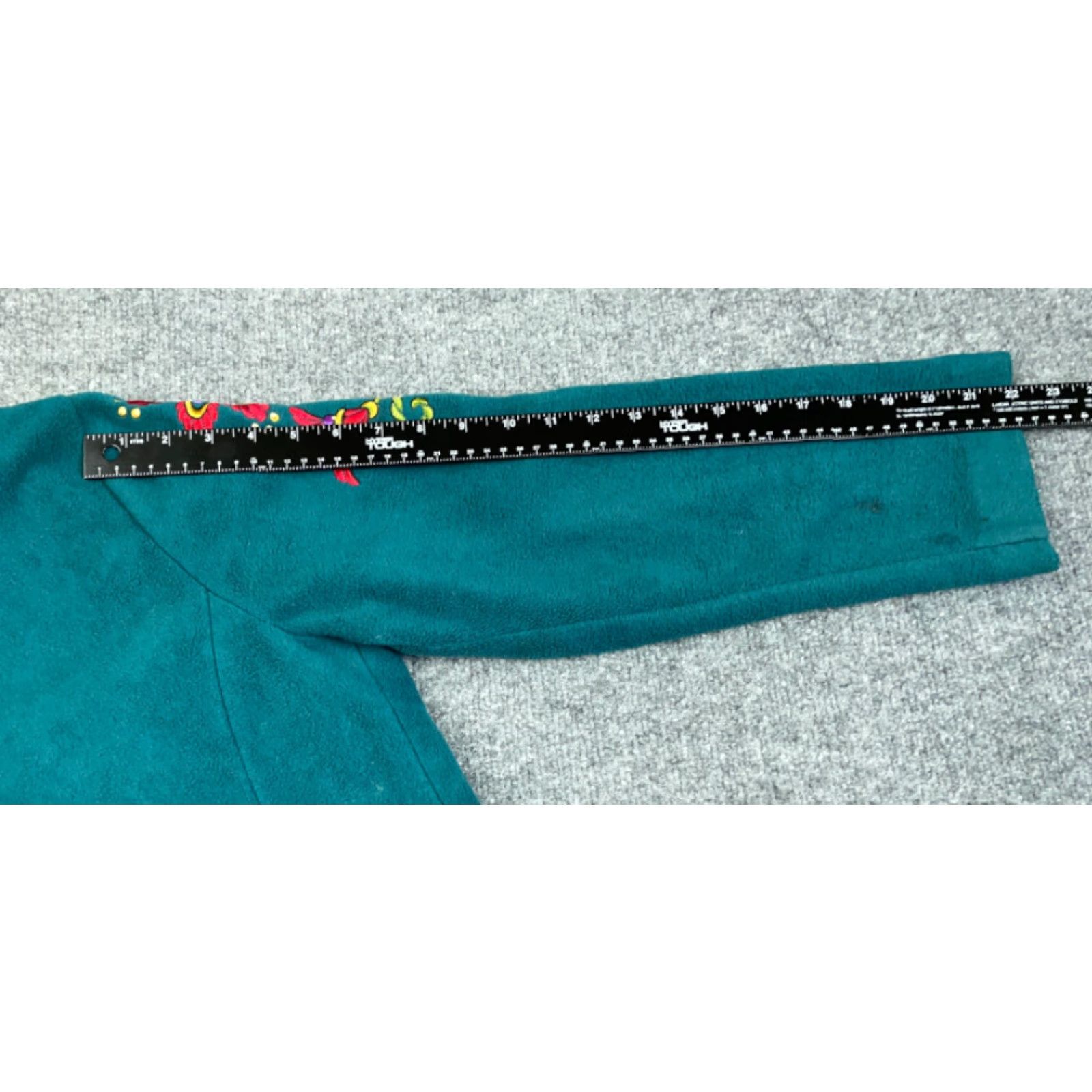 Bob Mackie Bob Mackie Jacket Medium Dark Green Embroidered Flower Fleece Snap Women's Size M / US 6-8 / IT 42-44 - 5 Thumbnail