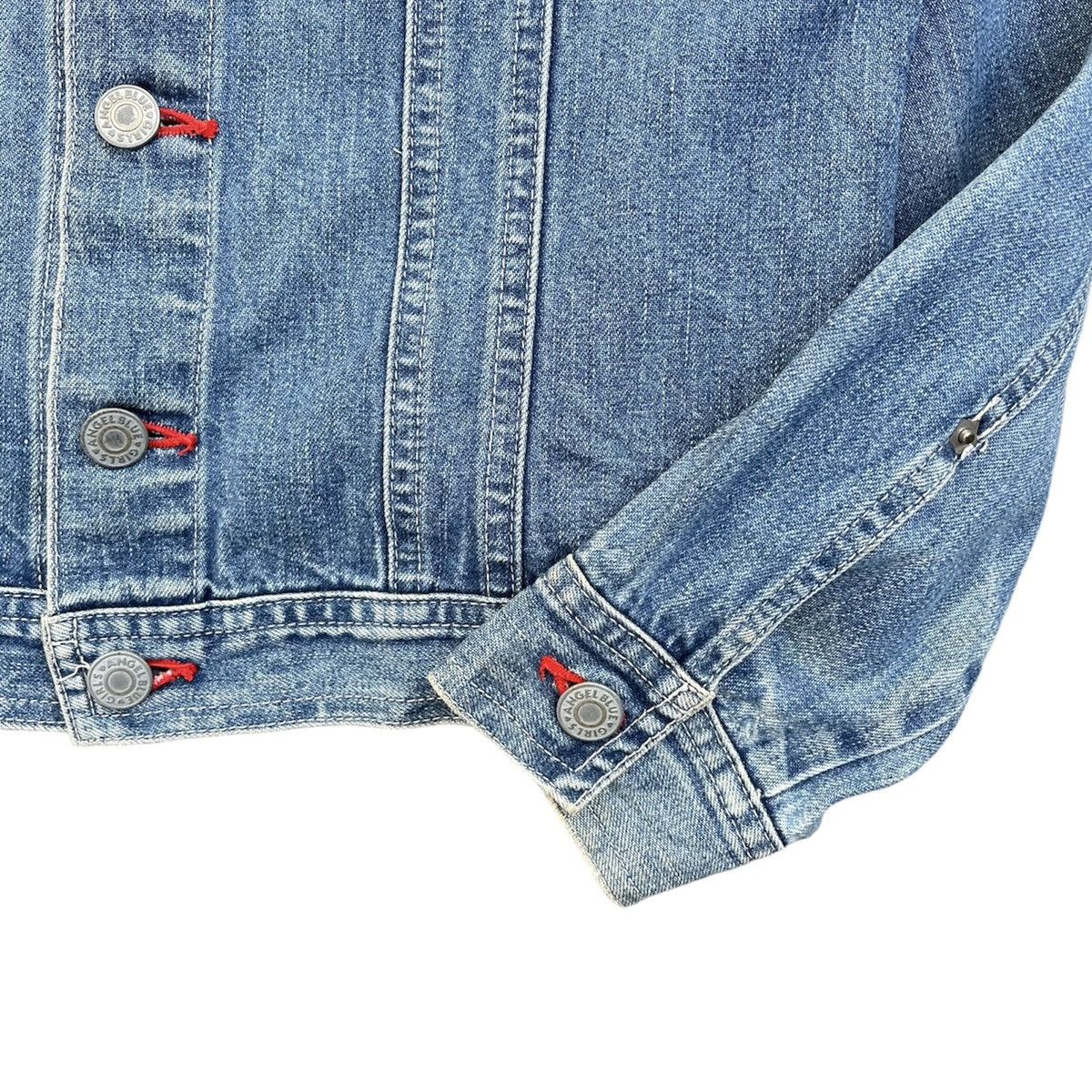 Angel Blue × Hysteric Glamour × Japanese Brand 🇯🇵 2000s Angel Blue Iconic Patchworks Logo Denim Jacket Size S / US 4 / IT 40 - 9 Thumbnail
