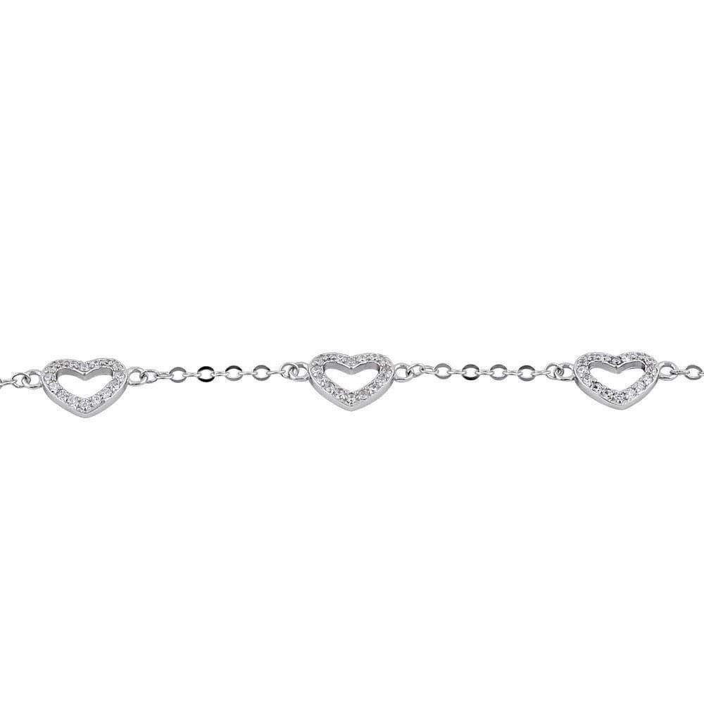 Other Sterling Silver Clear CZ Heart Charm Bracelet Size ONE SIZE - 2 Thumbnail
