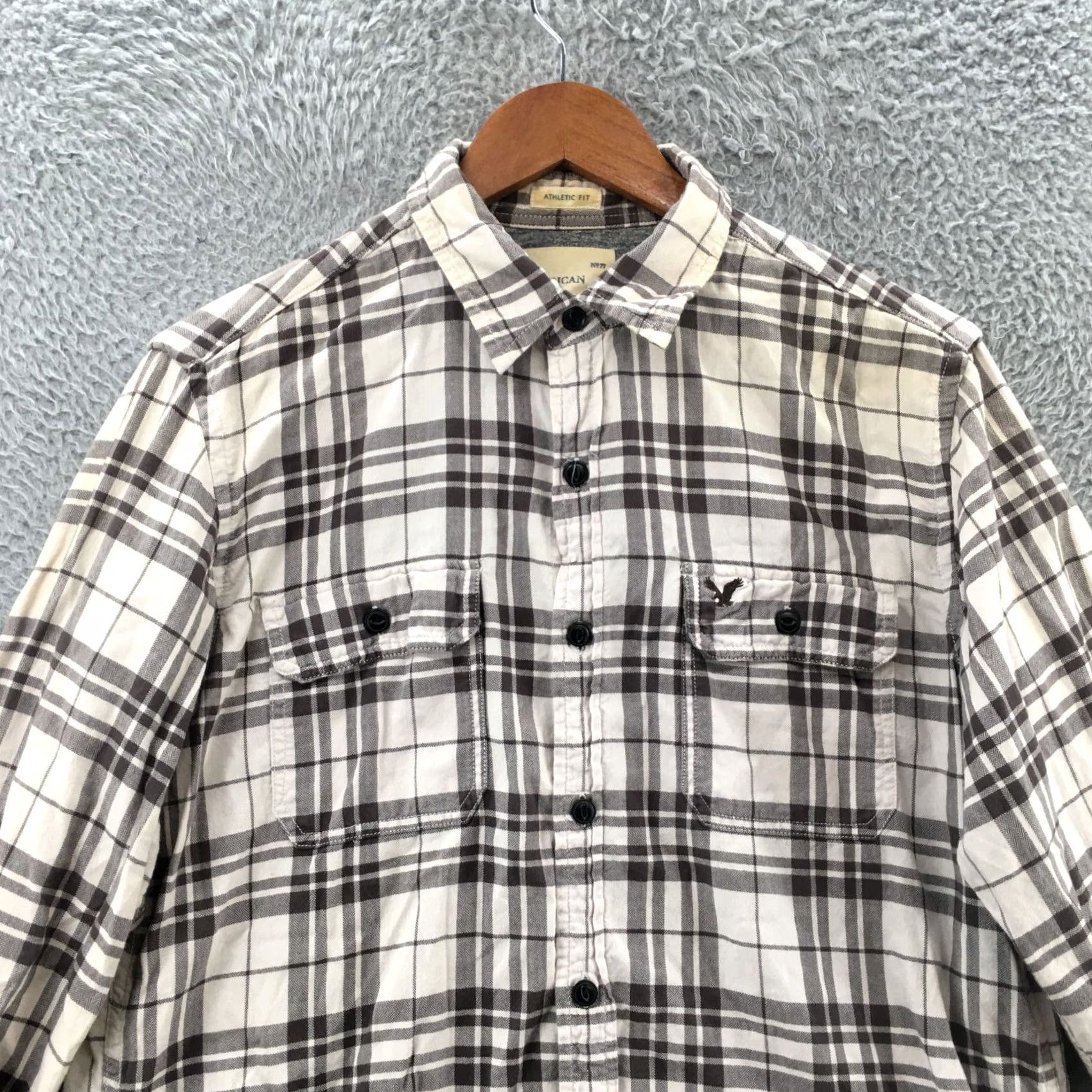 American Eagle Outfitters American Eagle Outfitters Casual Shirt Mens M Beige Plaid Athletic Long Sleeve Size US M / EU 48-50 / 2 - 2 Thumbnail