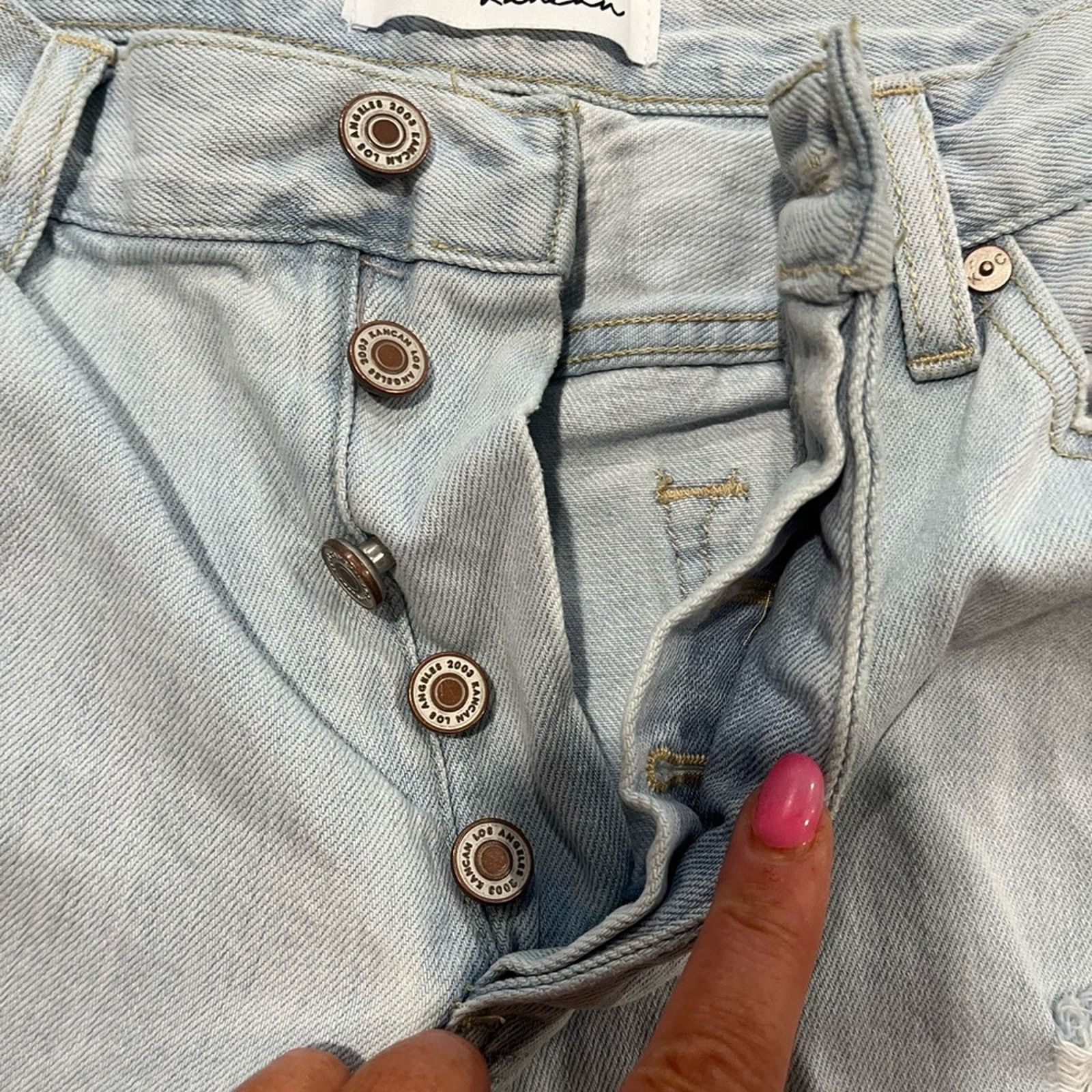 Vintage KanCan Ultra High Rise 90's Flare Jeans Distressed Size 9/28 Size 28" / US 6 / IT 42 - 6 Thumbnail