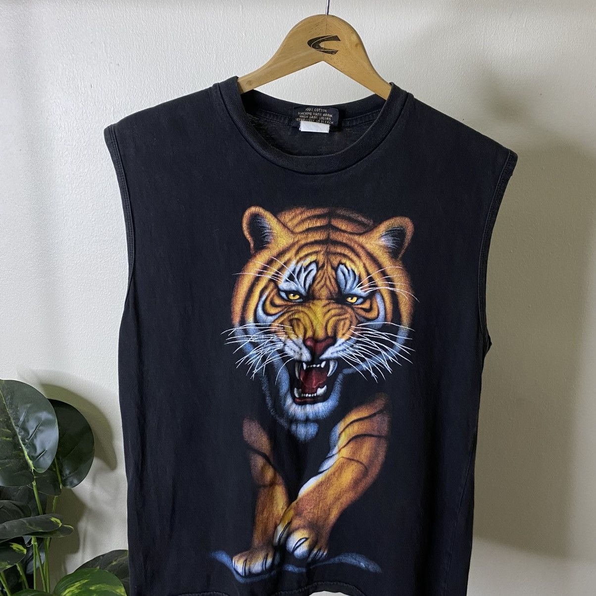 Vintage 1990s Double Sided Tiger Graphic Ed Hardy Style Tank Top Size US M / EU 48-50 / 2 - 2 Thumbnail