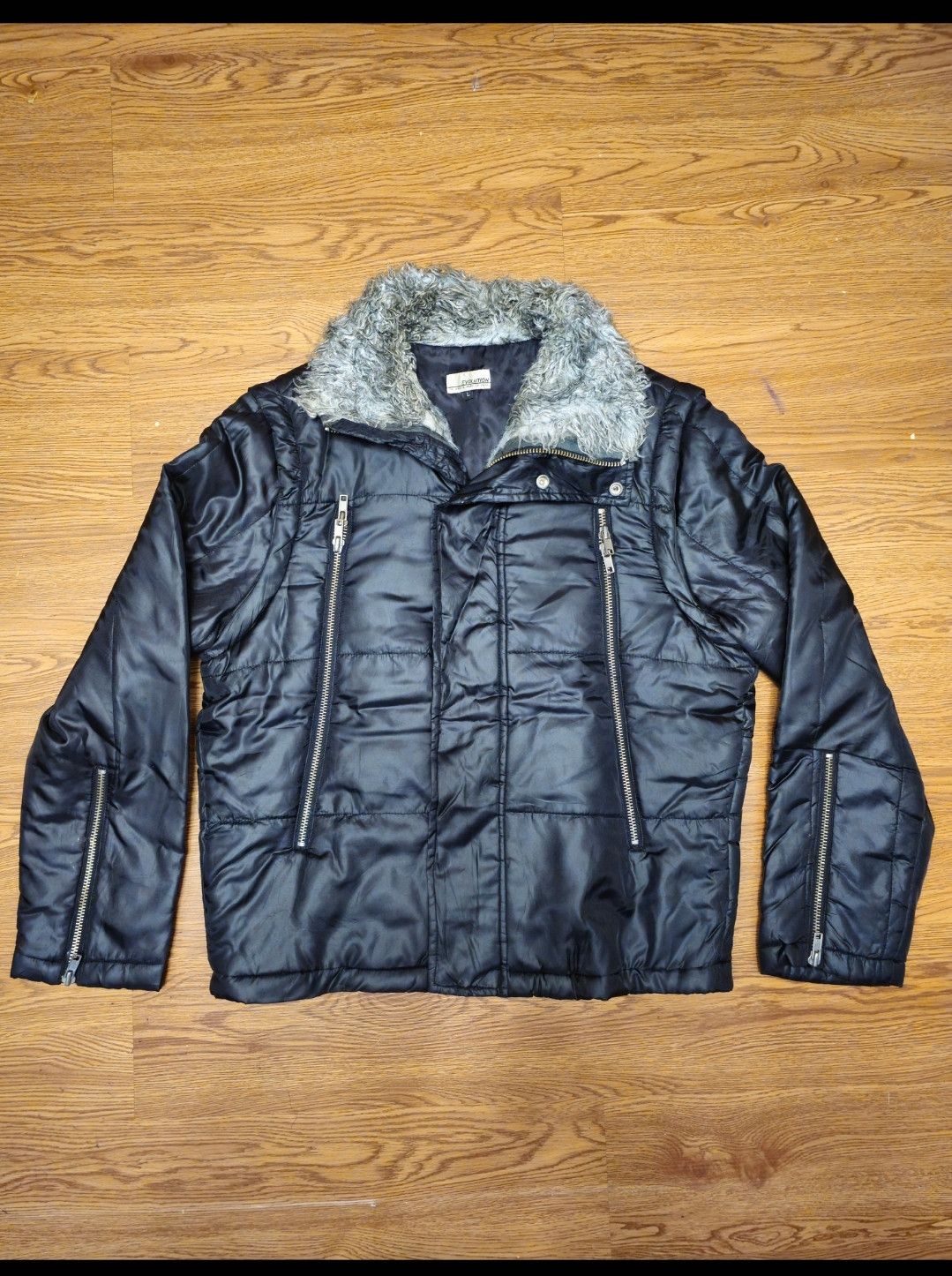 Tornado Mart Vintage Evolution Faux Fur Neck Puffer Jacket Size US L / EU 52-54 / 3 - 3 Thumbnail