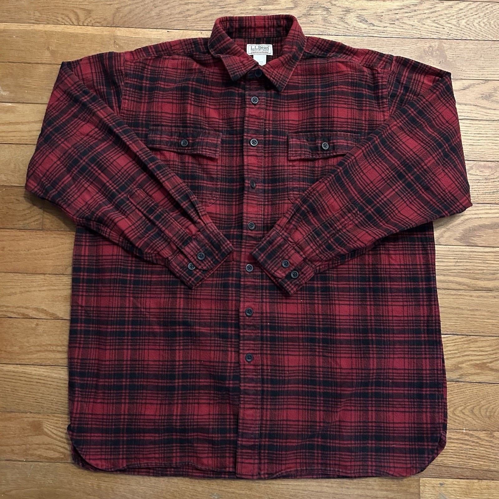 L.L. Bean × Vintage Chamois Cloth Red Plaid Button Up Flannel Shirt XL Tall Size US XL / EU 56 / 4 - 1 Thumbnail