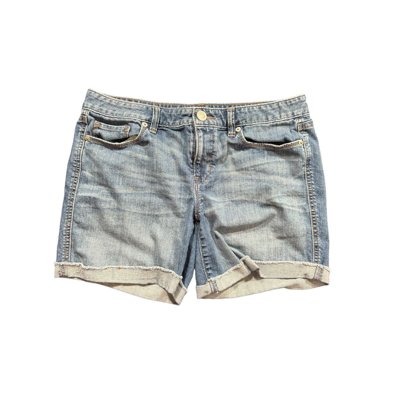 Ann Taylor Ann Taylor Loft Distressed Blue Denim Shorts Waist 28" Size 28" / US 6 / IT 42 - 1 Thumbnail