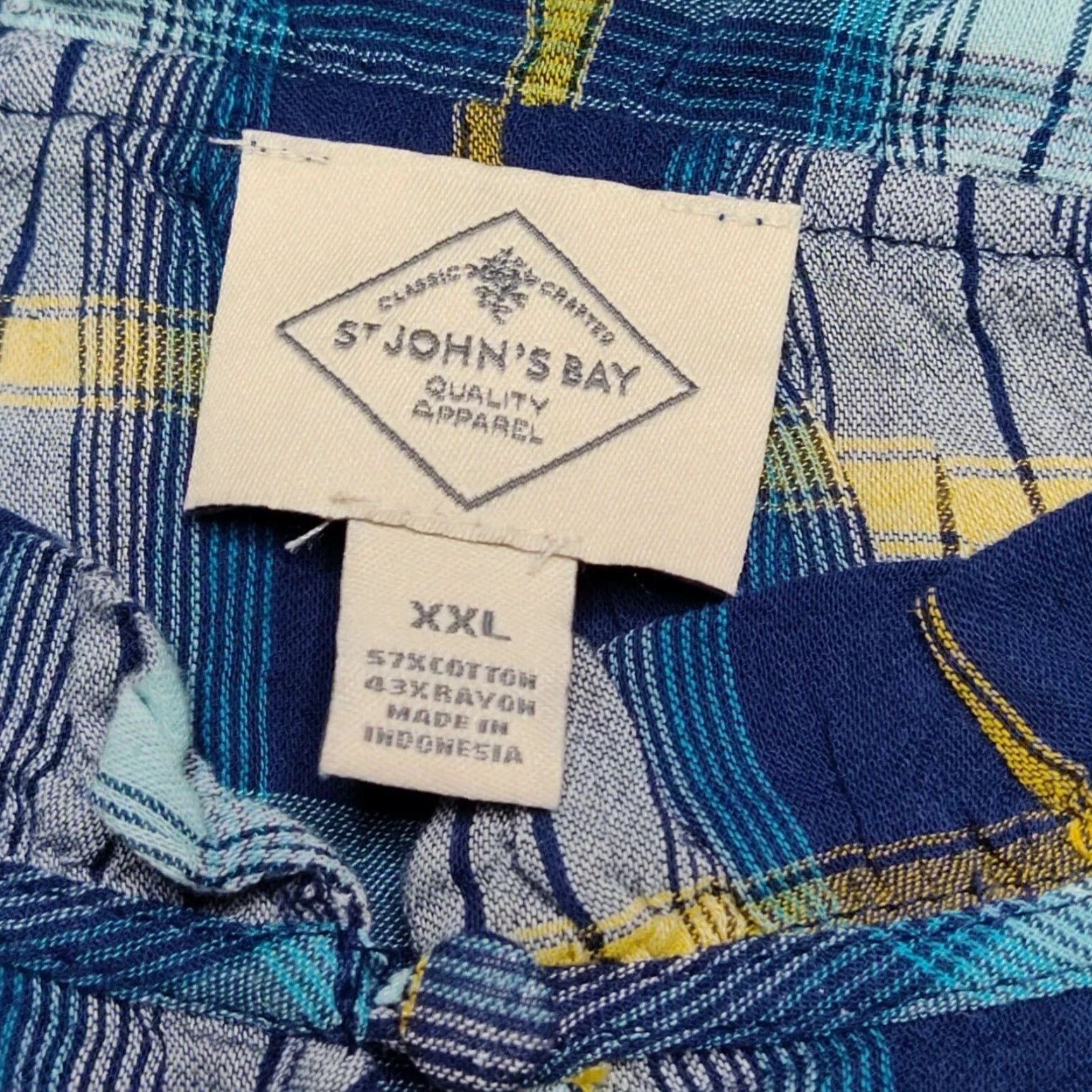 Vintage St. John's Bay Blue Plaid Ruffle Rayon Blend Pullover BOHO Shirt - Women 2XL NEW Size XXL / US 16-18 / IT 52-54 - 4 Thumbnail