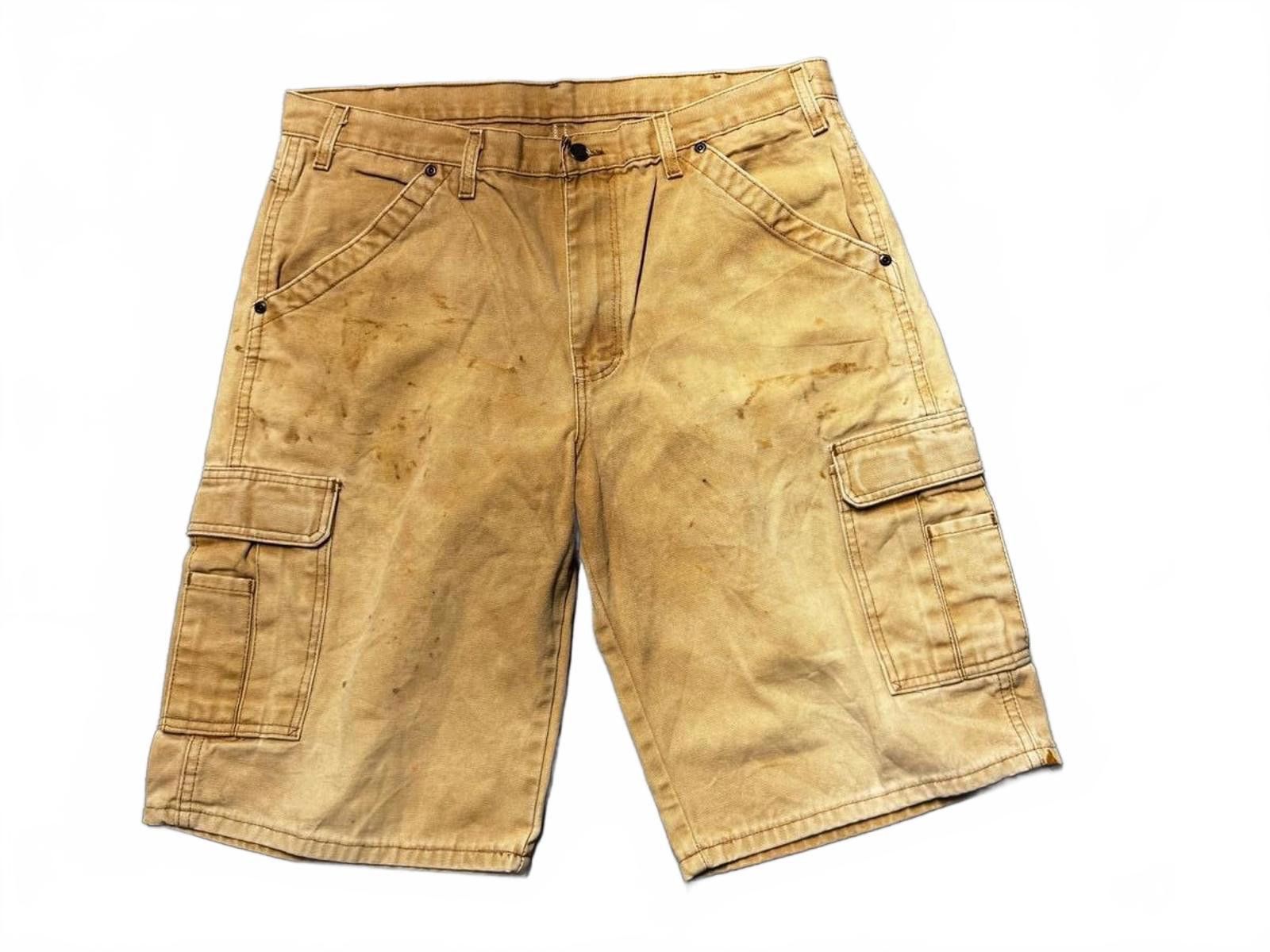 Designer Relaxed Fit Beige Cargo Shorts - Size 36 Size US 36 / EU 52 - 2 Thumbnail