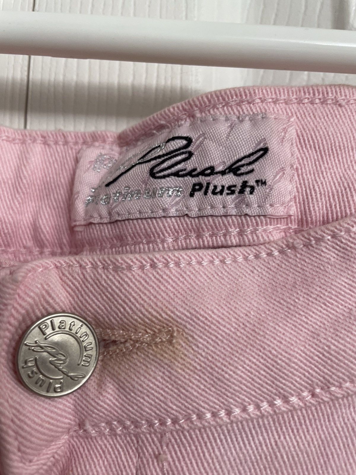 Vintage Platinum Plush Open Leg Rhinestone Jeans Pink New Size 15 Size 38" / US 16 / IT 52 - 7 Thumbnail
