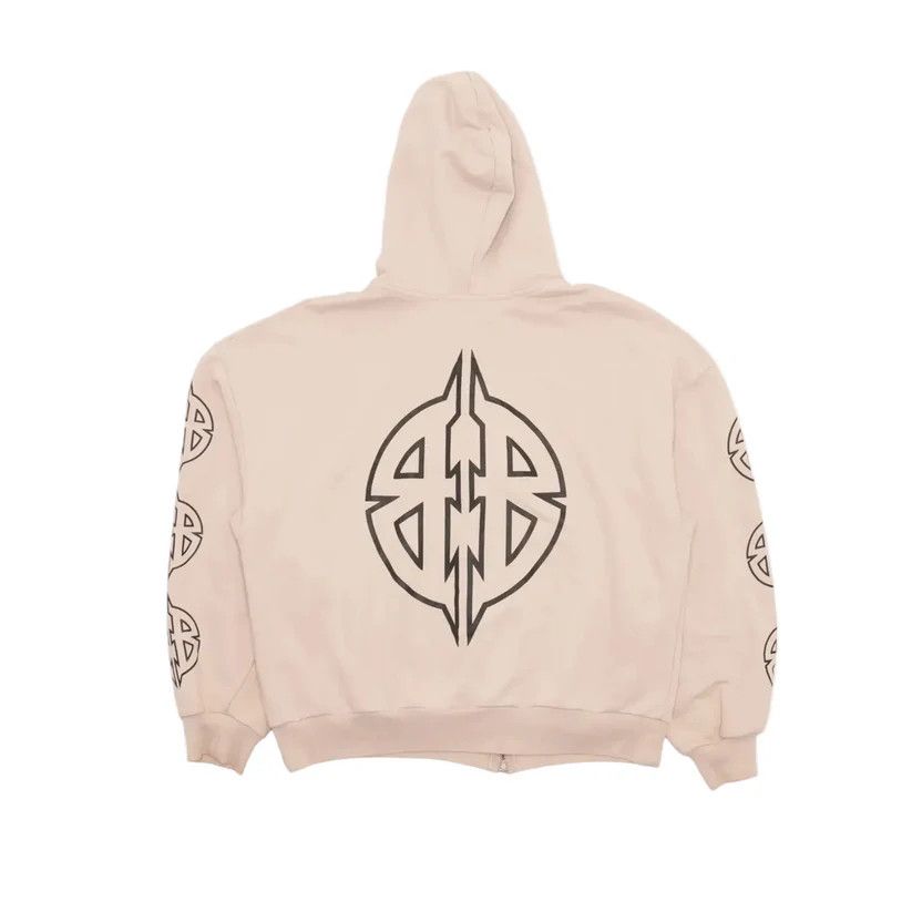 Balenciaga o1la1rc1a0226 Metal BB Zip-Up Hoodie Regular Fit In Beige Size US M / EU 48-50 / 2 - 2 Thumbnail