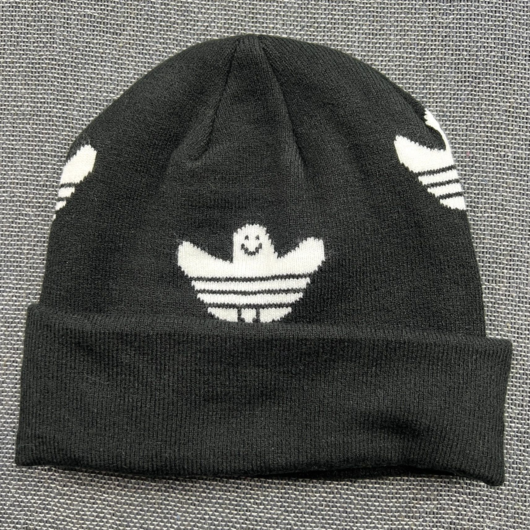 Adidas Adidas Beanie Hat One Size Shmoo Trefoil Black White OSFA Unisex Adults Knit Thermal Slim Stretch Multicolor Line Size ONE SIZE - 2 Thumbnail
