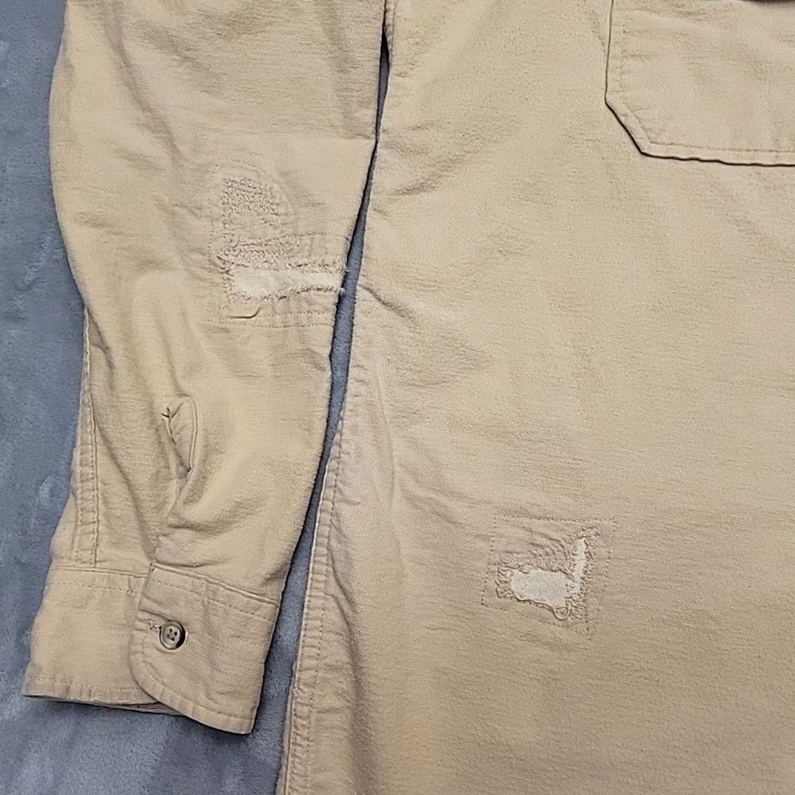 Lands' End VINTAGE Lands End Shirt Mens Tan Distressed Flannel Workwear Outdoor Cotton L Size US L / EU 52-54 / 3 - 3 Thumbnail