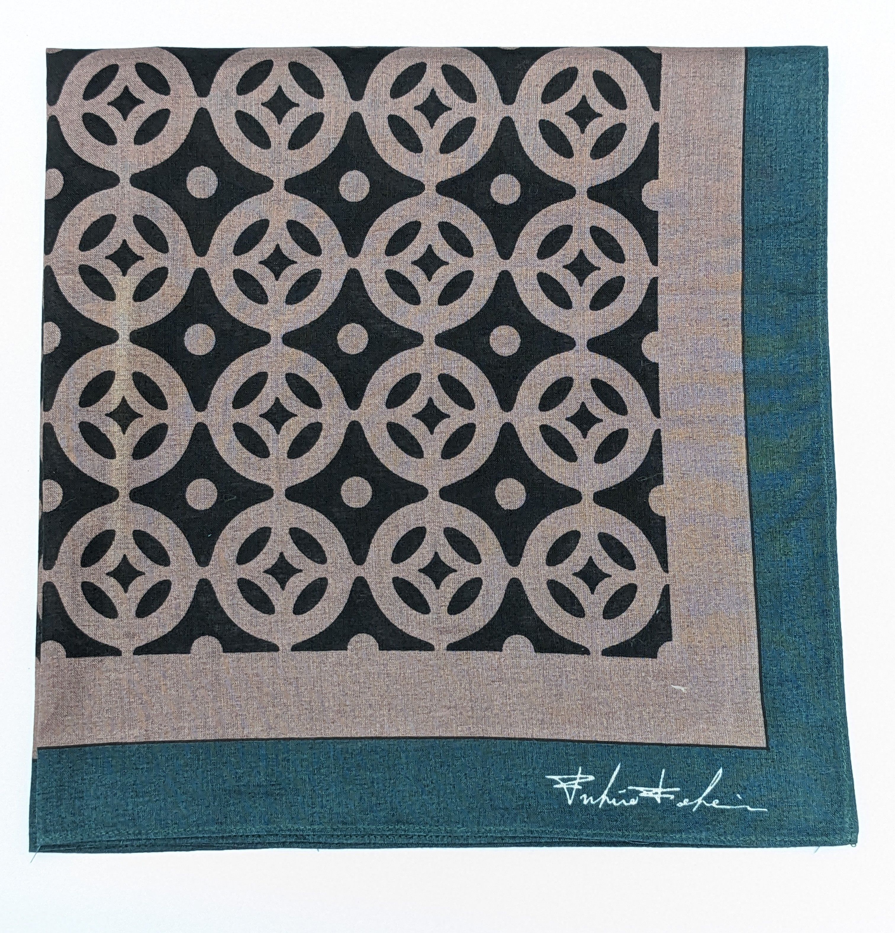 Japanese Brand Fukizo Fukei Geometric Teal & Mauve Japanese Designer Size ONE SIZE - 1 Thumbnail