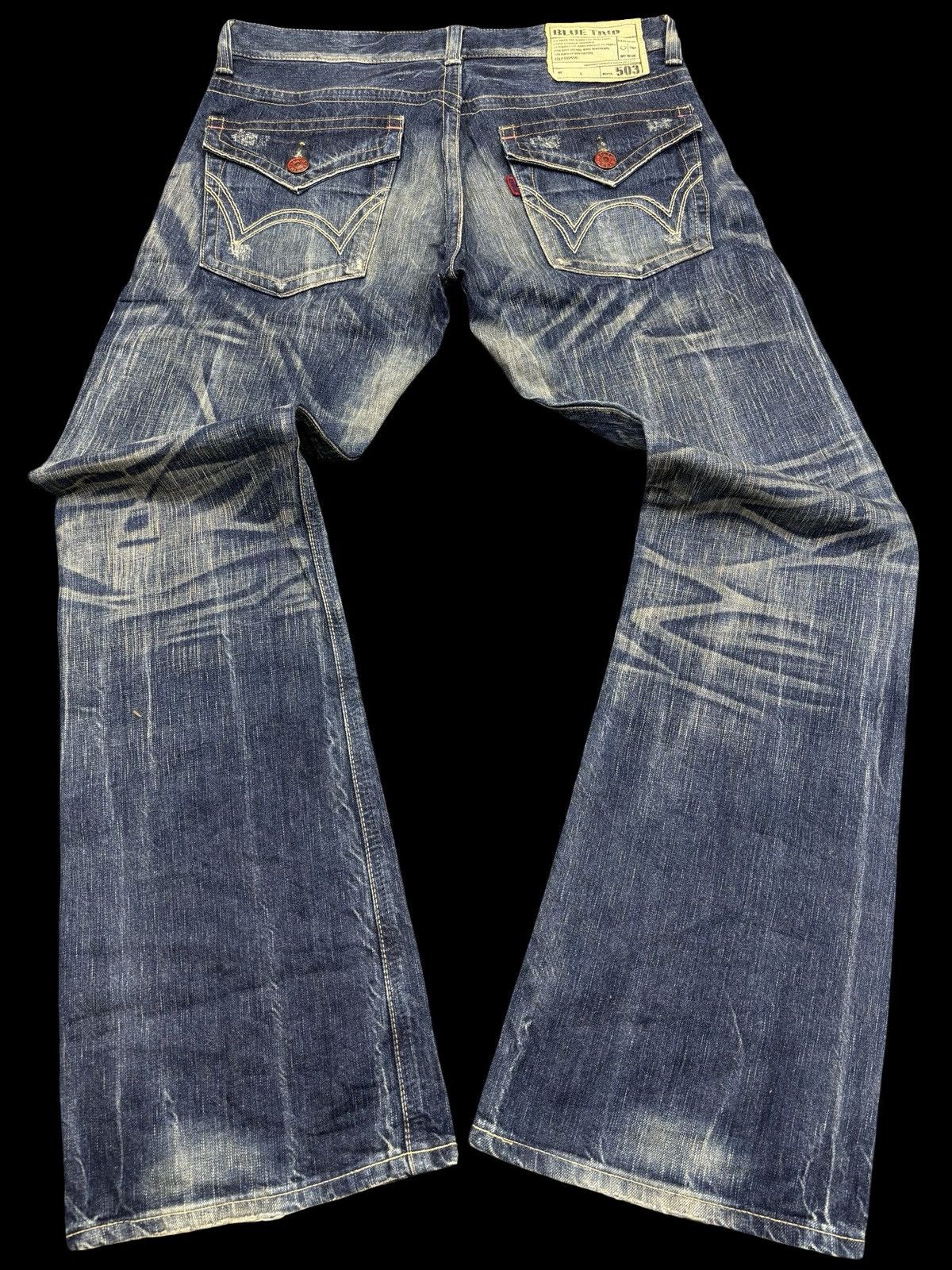 Edwin 💥Flare💥Archival Edwin 503 Full Fades Character Denim F845 Size US 34 / EU 50 - 2 Thumbnail