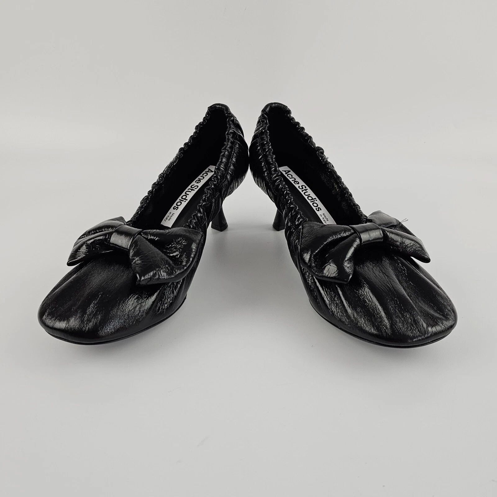 Acne Studios ACNE STUDIOS Black Leather Bow 60mm Pumps New Size US 9 / IT 39 - 8 Thumbnail