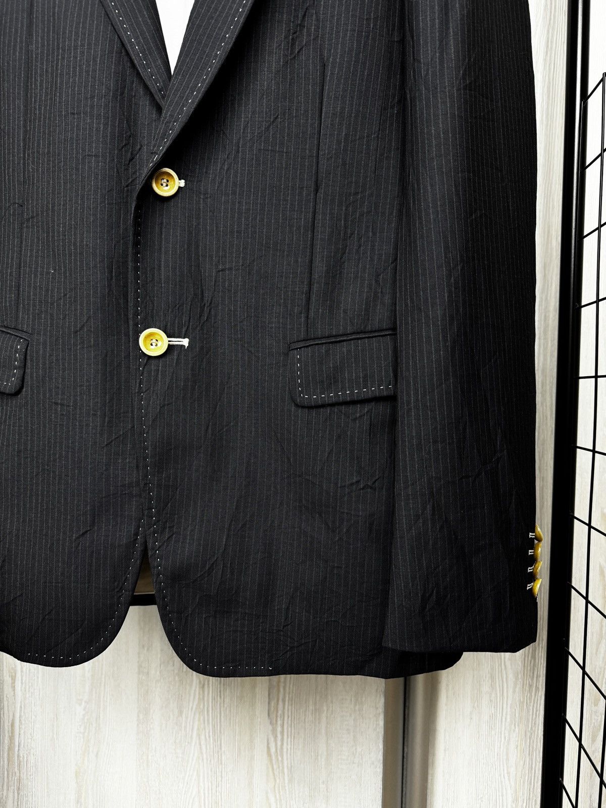 Pal Zileri Lab Pal Zileri Navy Blue Virgin Wool striped 2 button blazer Size 38R - 3 Thumbnail