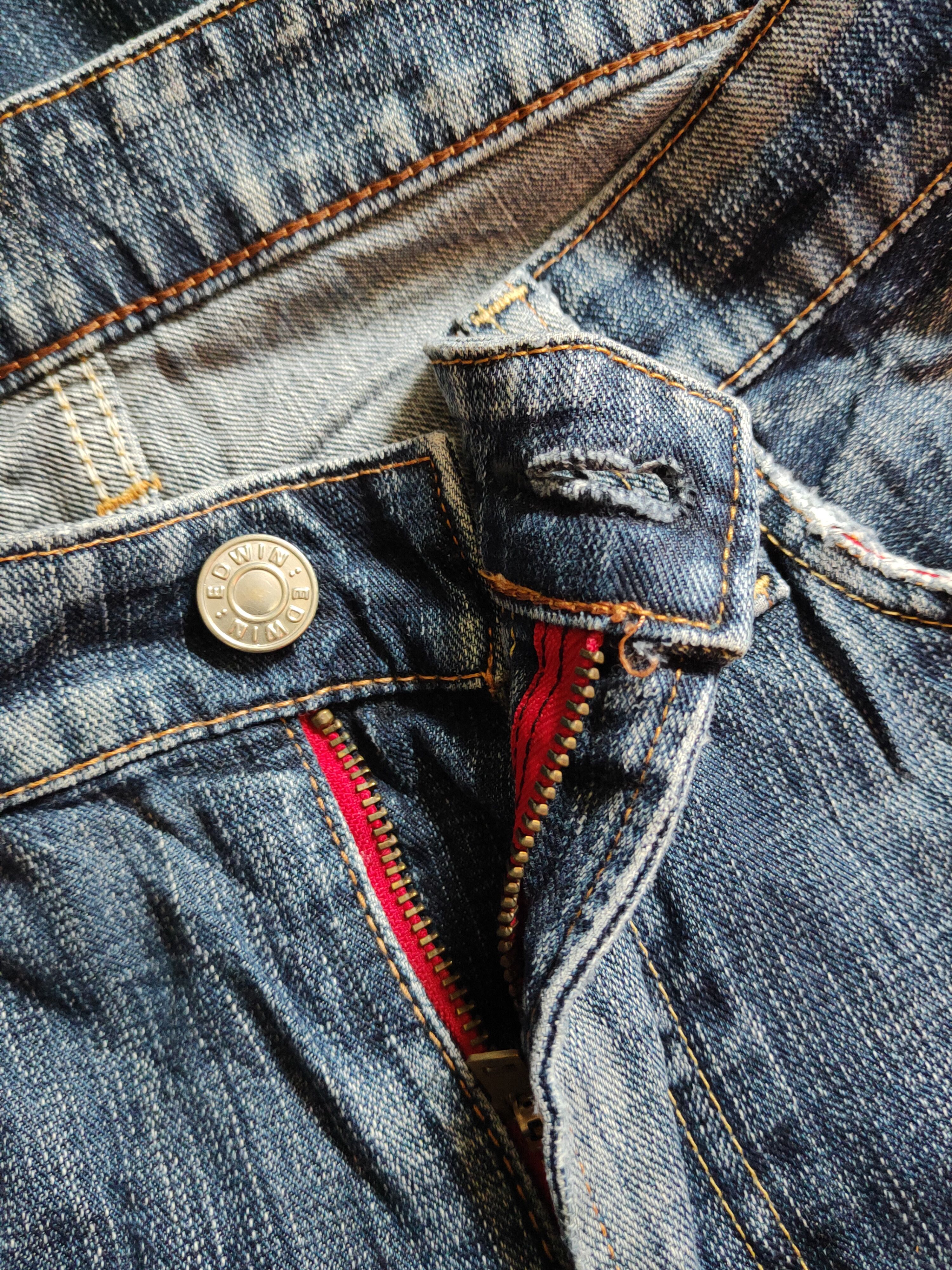 Edwin Edwin Dark Blue Faded Distressed Ripped Jeans #S2332 Size US 33 - 14 Thumbnail