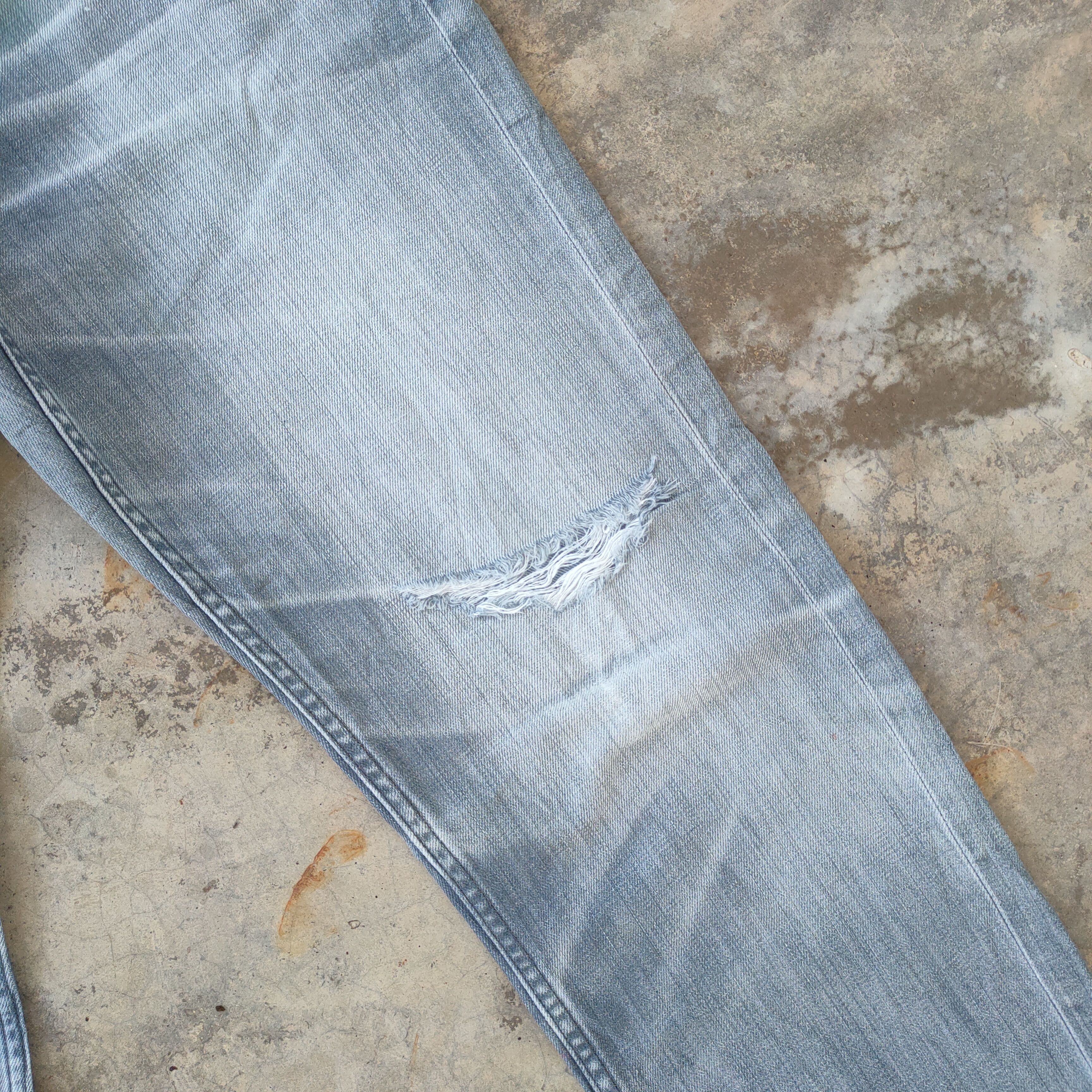 Black Label × Jean VINTAGE BACK NUMBER FADED RIPPED JEANS DENIM PANTS Size US 35 - 5 Thumbnail