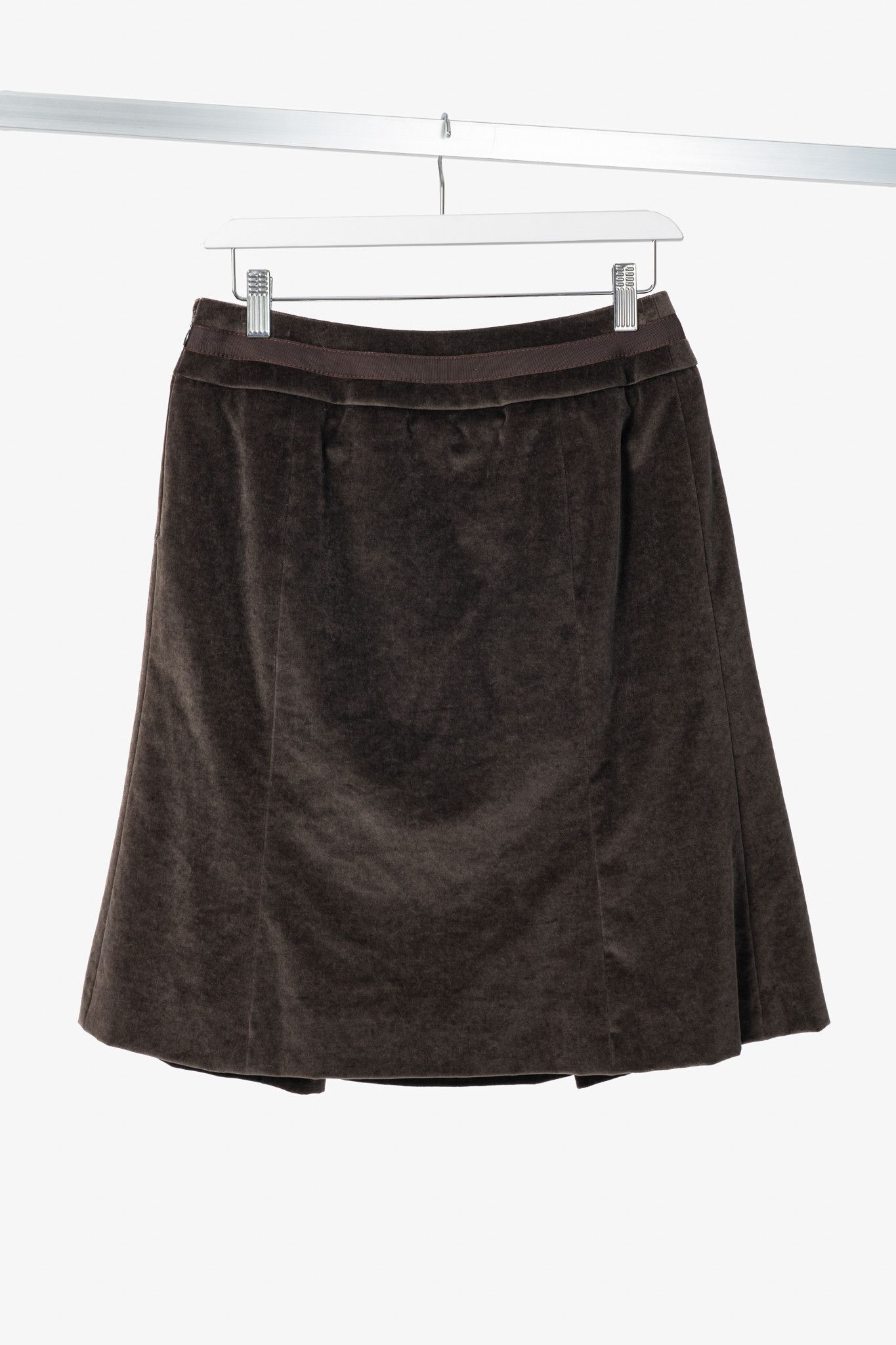 Celine Celine Brown Velvet Buckled Pleated Mini Skirt Size 28" / US 6 / IT 42 - 2 Thumbnail
