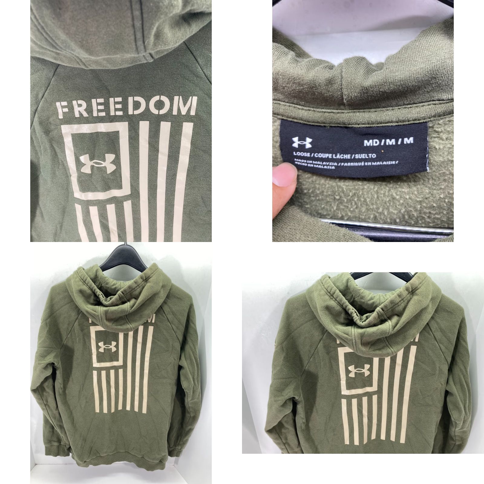 Under Armour Under Armour Freedom Pullover Hooded Sweatshirt Mens M Green Fleece Drawstring Logo Size US M / EU 48-50 / 2 - 8 Thumbnail