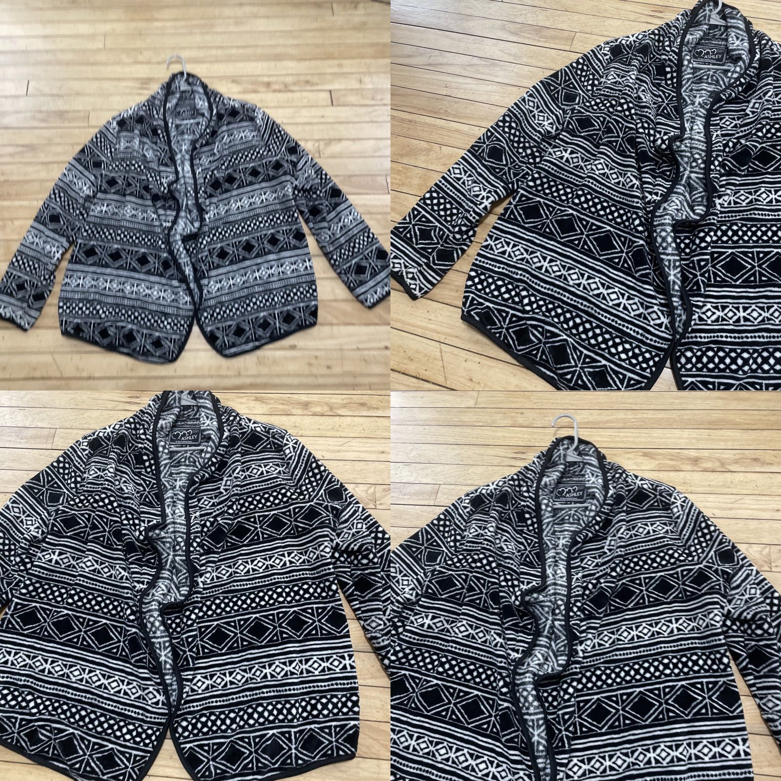 Vintage VINTAGE Ashley Open Fleece Wrap Women 3X Geometric Black White Southwestern Cardigan Size XXL / US 16-18 / IT 52-54 - 10 Thumbnail