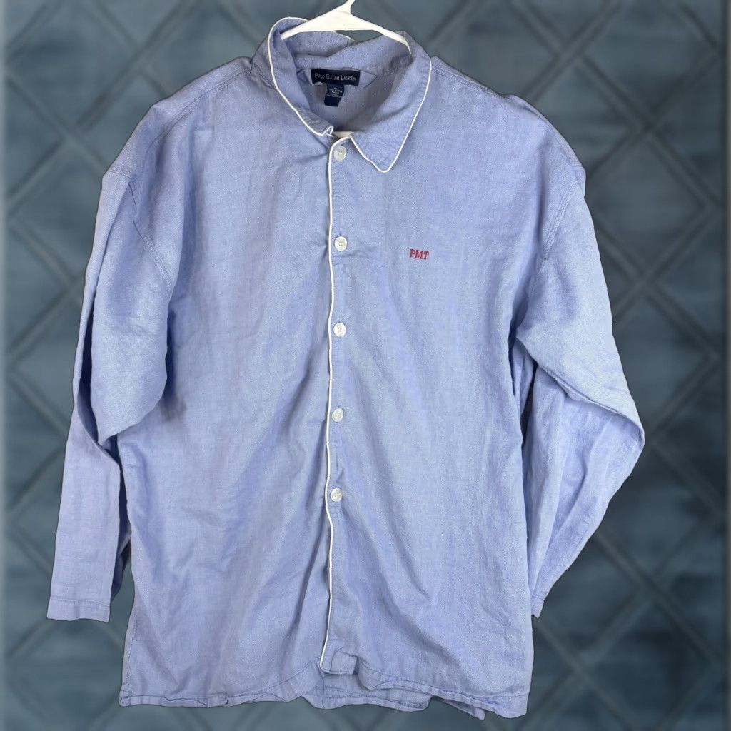 Polo Ralph Lauren Polo Ralph Lauren Pajama Top Mens XL Blue Chambray Piped Monogram PMT Shirt Size US XL / EU 56 / 4 - 1 Thumbnail