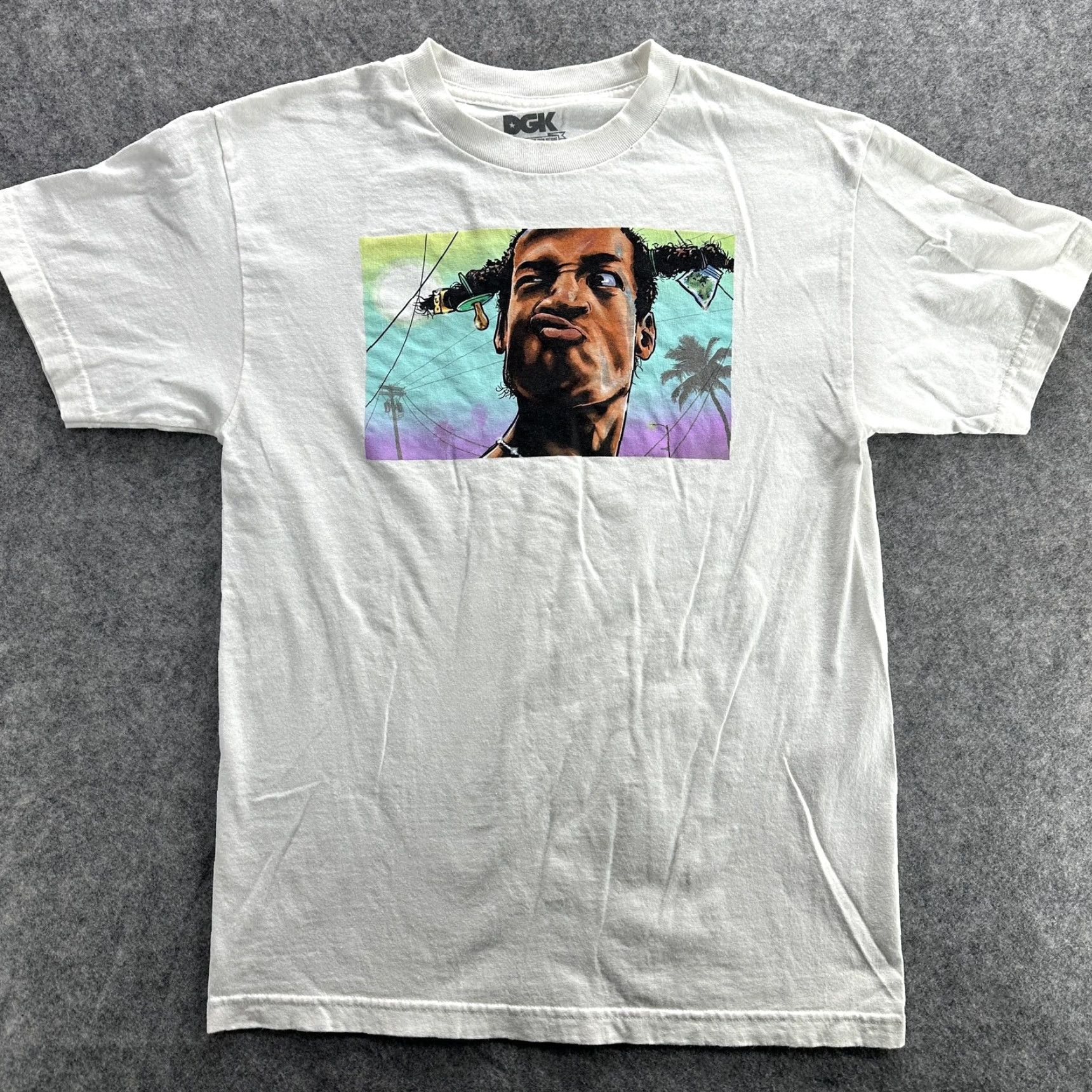 DGK DGK Shirt Mens Medium White Graphic Tee Cartoon Portrait Skate Streetwear Wayans Size US M / EU 48-50 / 2 - 2 Thumbnail