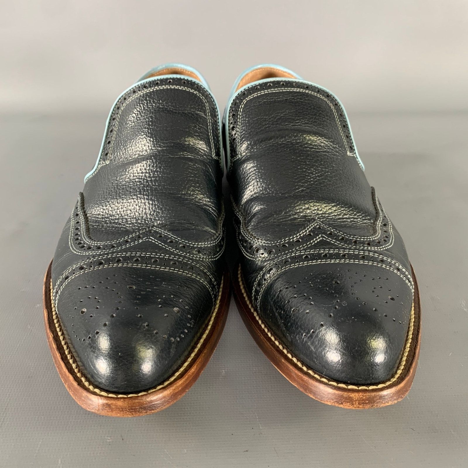 Miu Miu MIU MIU Size 9 Navy Light Blue Leather Spectator Loafers Size US 9 / EU 42 - 4 Thumbnail