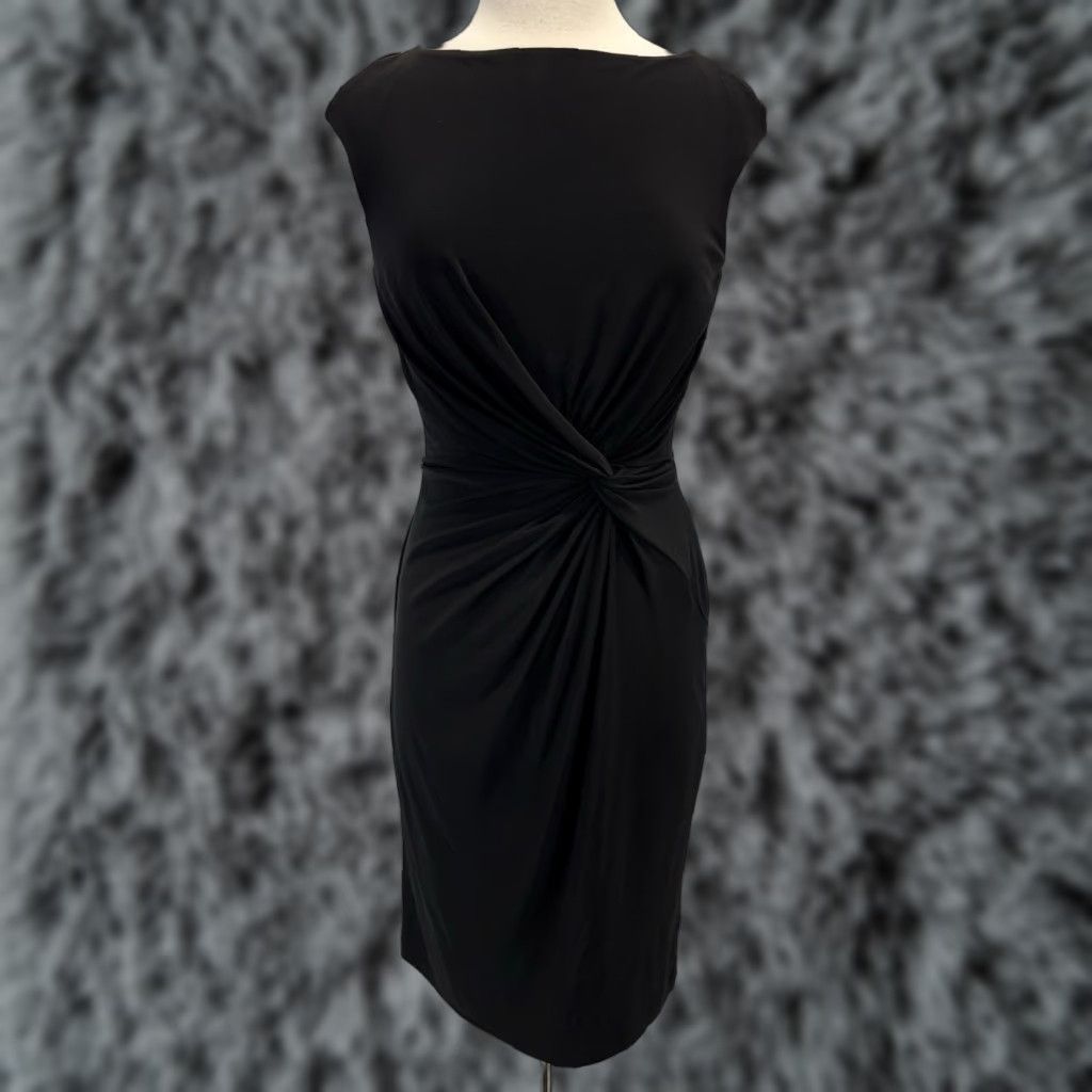 Ralph Lauren Lauren Ralph Lauren Twist Front Dress Sz 8 Black Stretch Career Pencil Classic Size M / US 6-8 / IT 42-44 - 1 Thumbnail