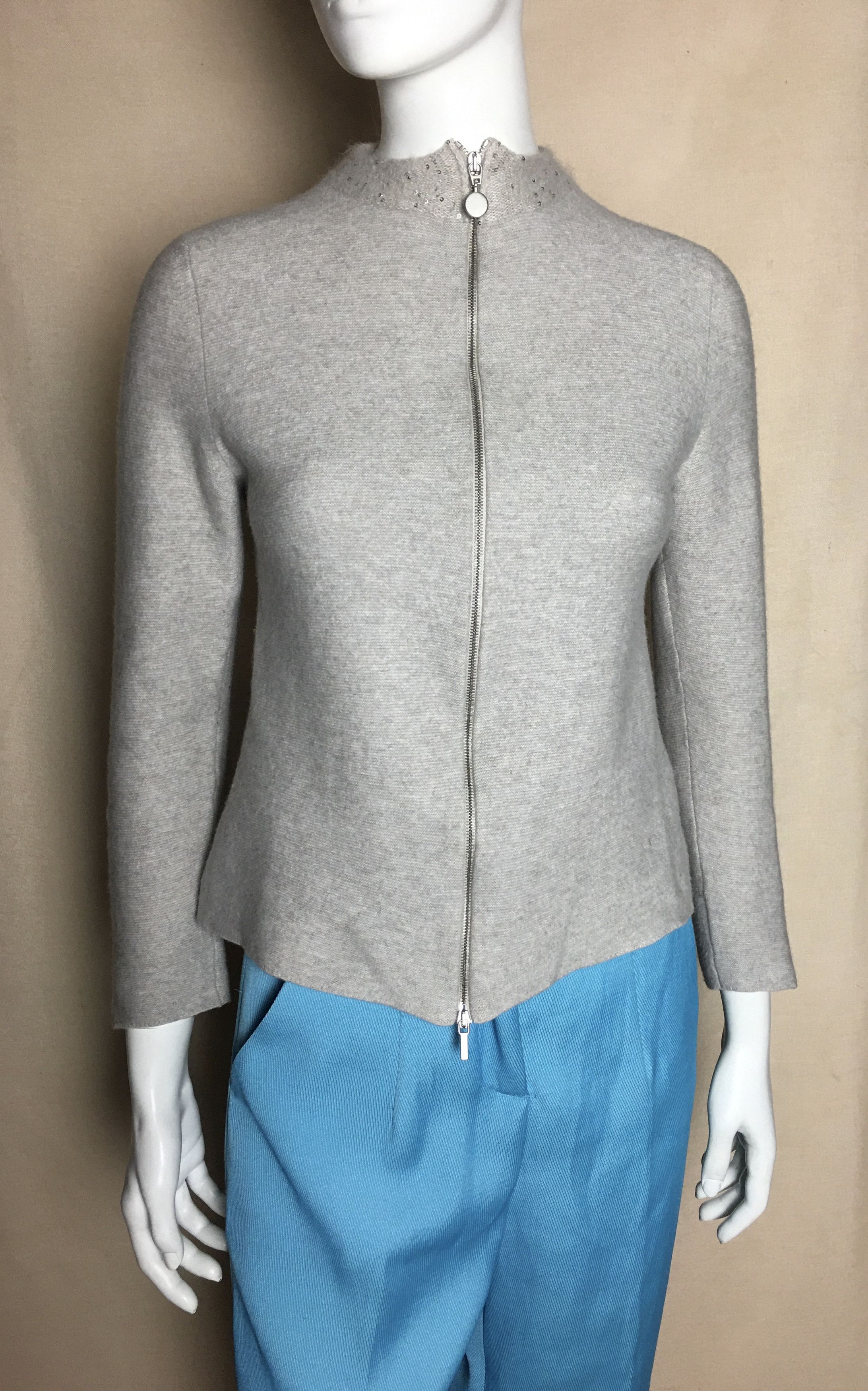 Fabiana Filippi Wool Silk Cashmere Zip Cardigan Size M