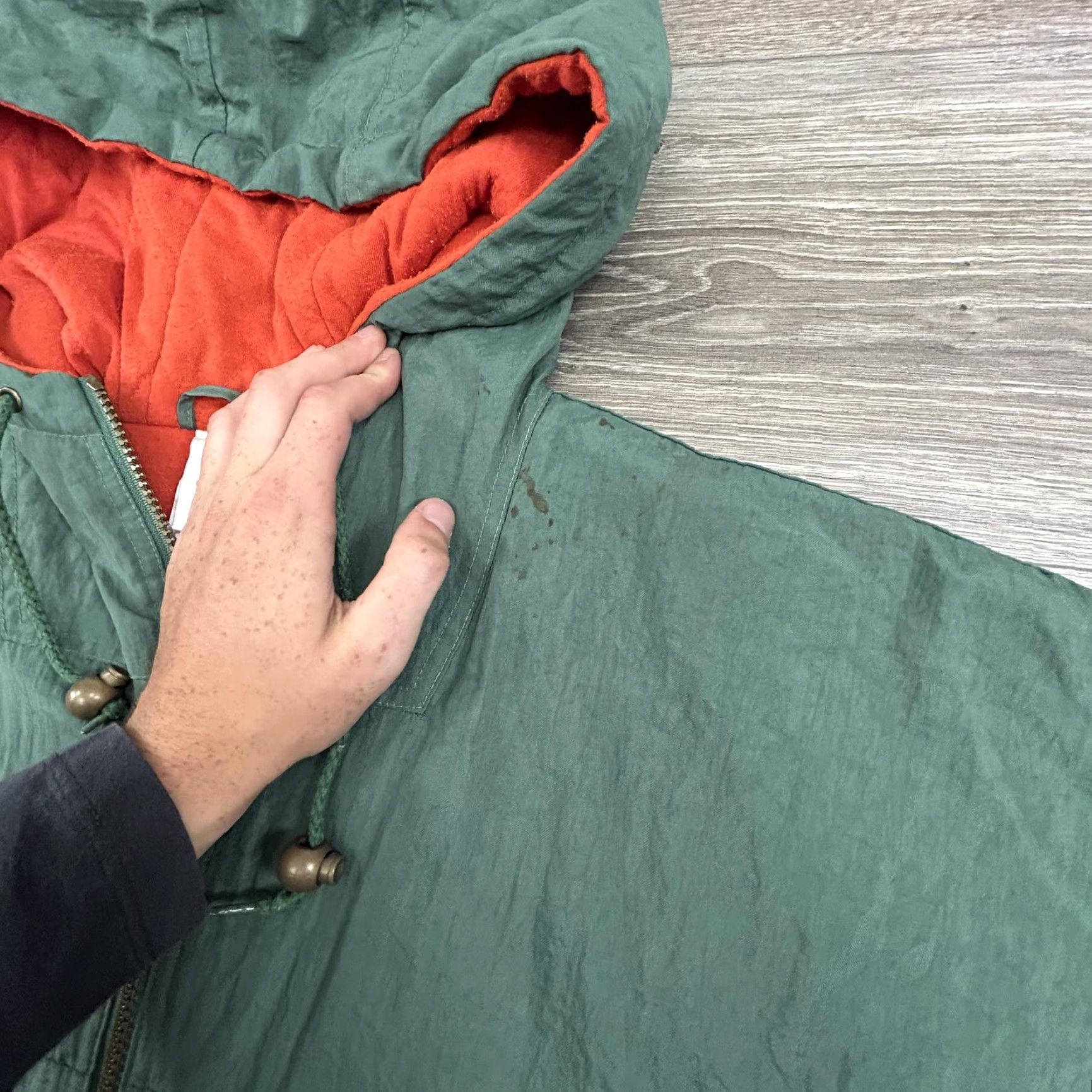 Adidas VINTAGE adidas Jacket Mens M Green Orange Hooded Full Zip Trefoil Lined 80s Size US M / EU 48-50 / 2 - 6 Thumbnail