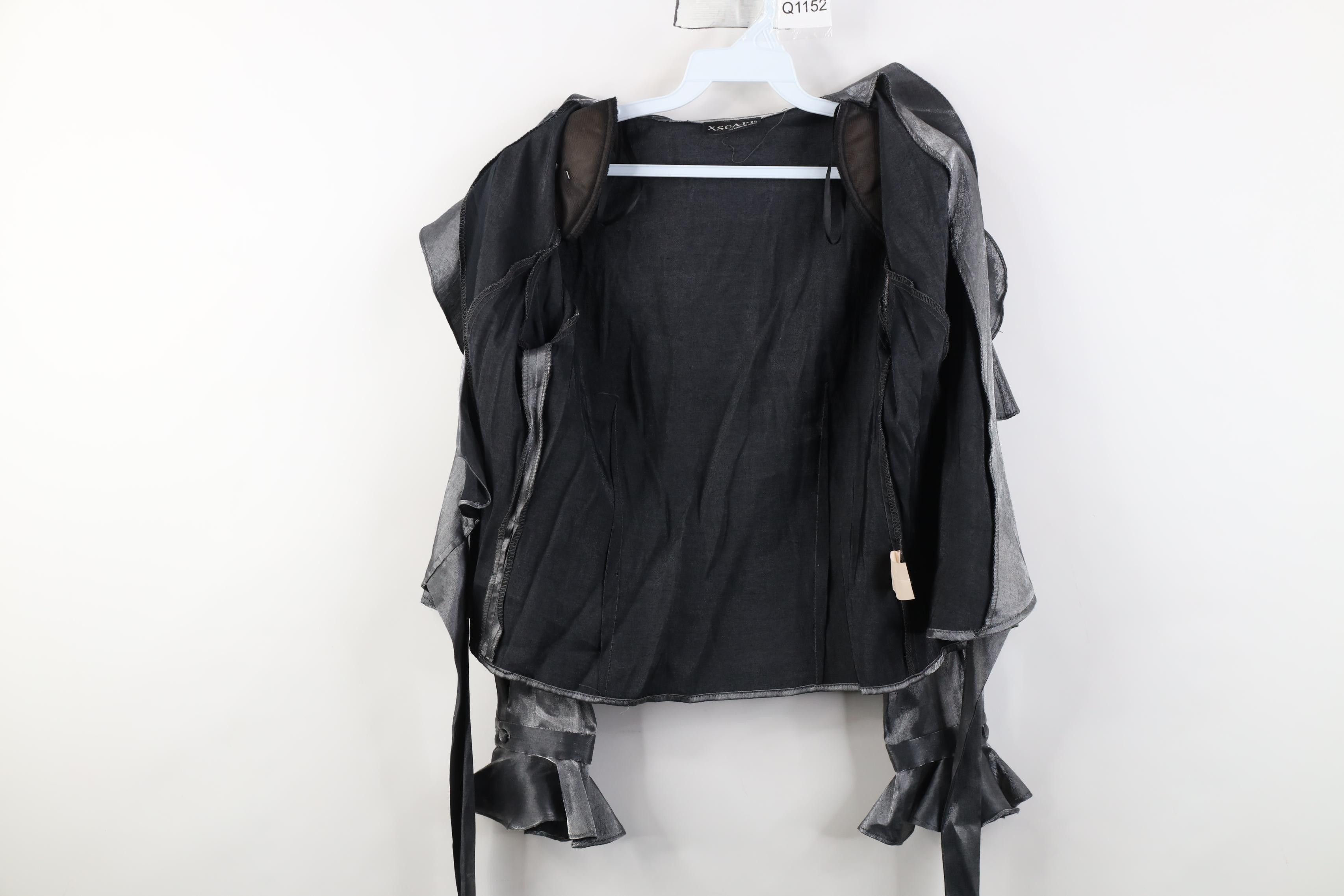 Vintage Vintage 90s Babydoll Ruffled Tie Wrap Jacket Top Silver USA Size M / US 6-8 / IT 42-44 - 10 Thumbnail