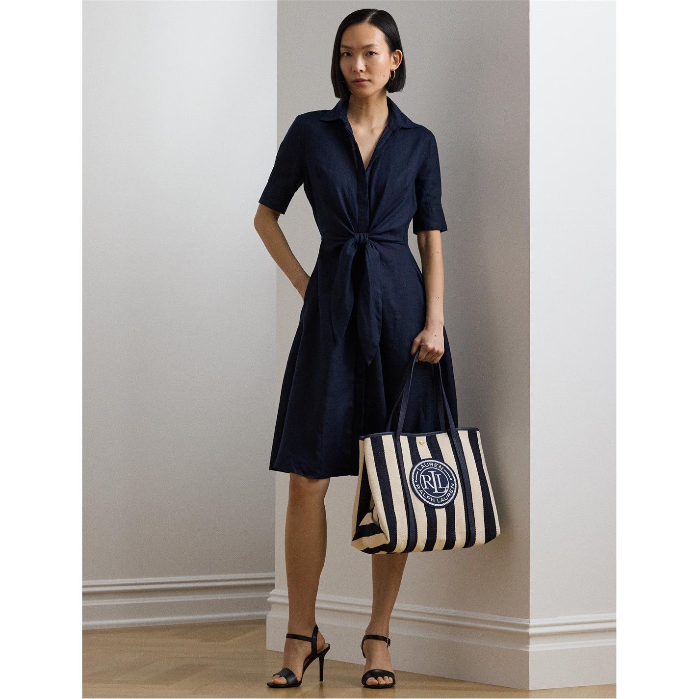Lauren Ralph Lauren o1g2r1mq0825 Size: OS / Emerie Tote Bag in Navy/White Size ONE SIZE - 2 Thumbnail
