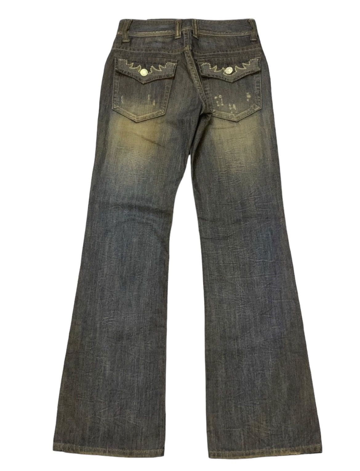 GOSTAR DE FUGA × Tornado Mart Icca Japan Mud Wash Embroidered Claw Flared Man Jeans Size US 29 - 2 Thumbnail