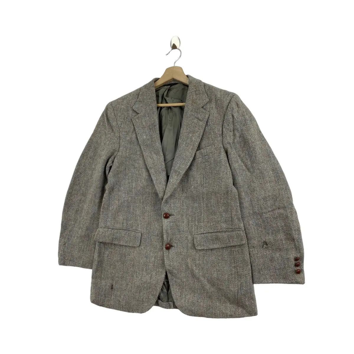 Harris Tweed Vtg HARRIS TWEED Hand Woven Houndstooth Blazer Lawrence Shop Size 40R - 4 Thumbnail
