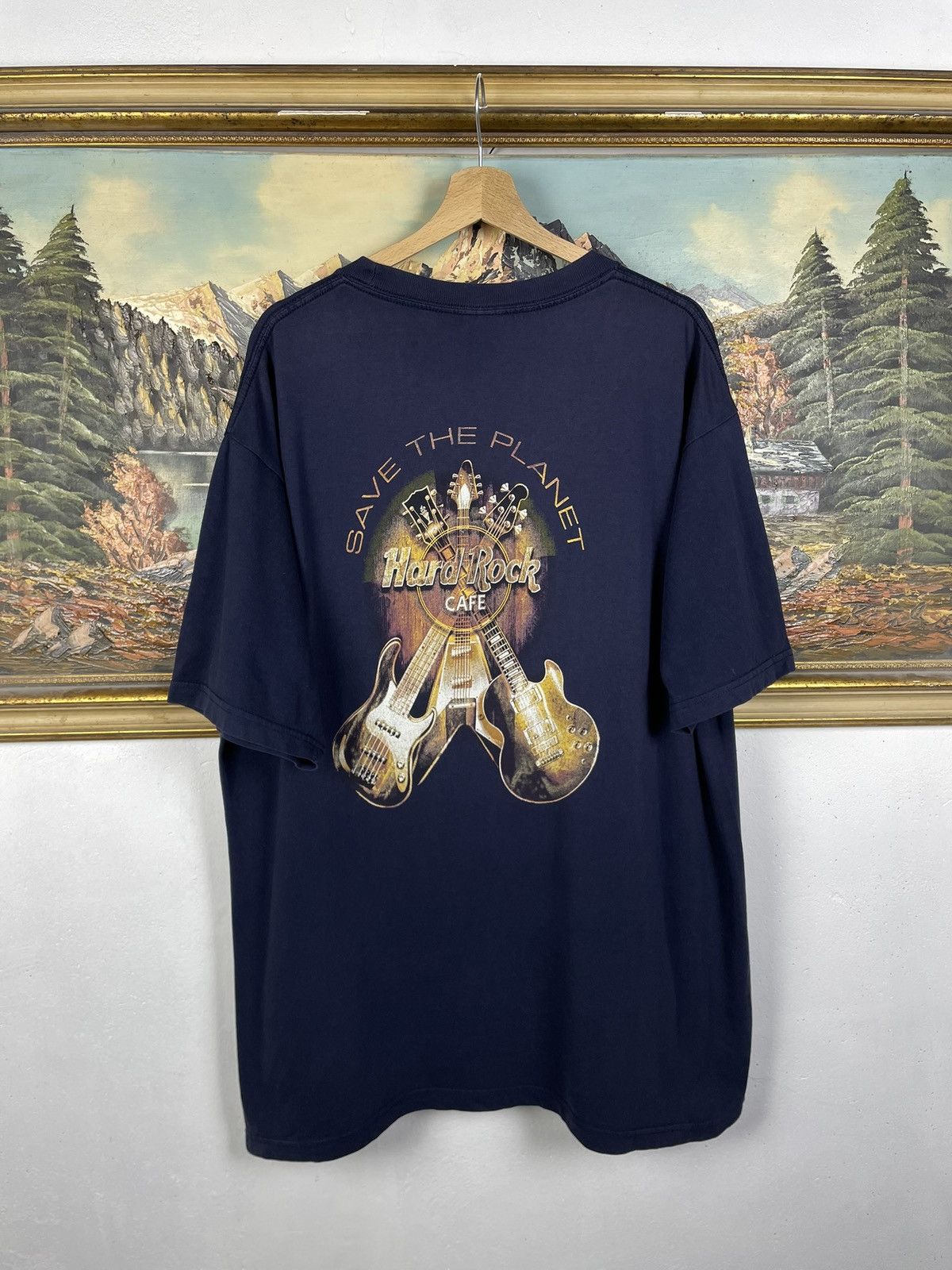 Hard Rock Cafe Hard Rock Cafe Navy Vintage Y2k Tee Guitars Baggy Skate Swag Size US XL / EU 56 / 4 - 1 Thumbnail