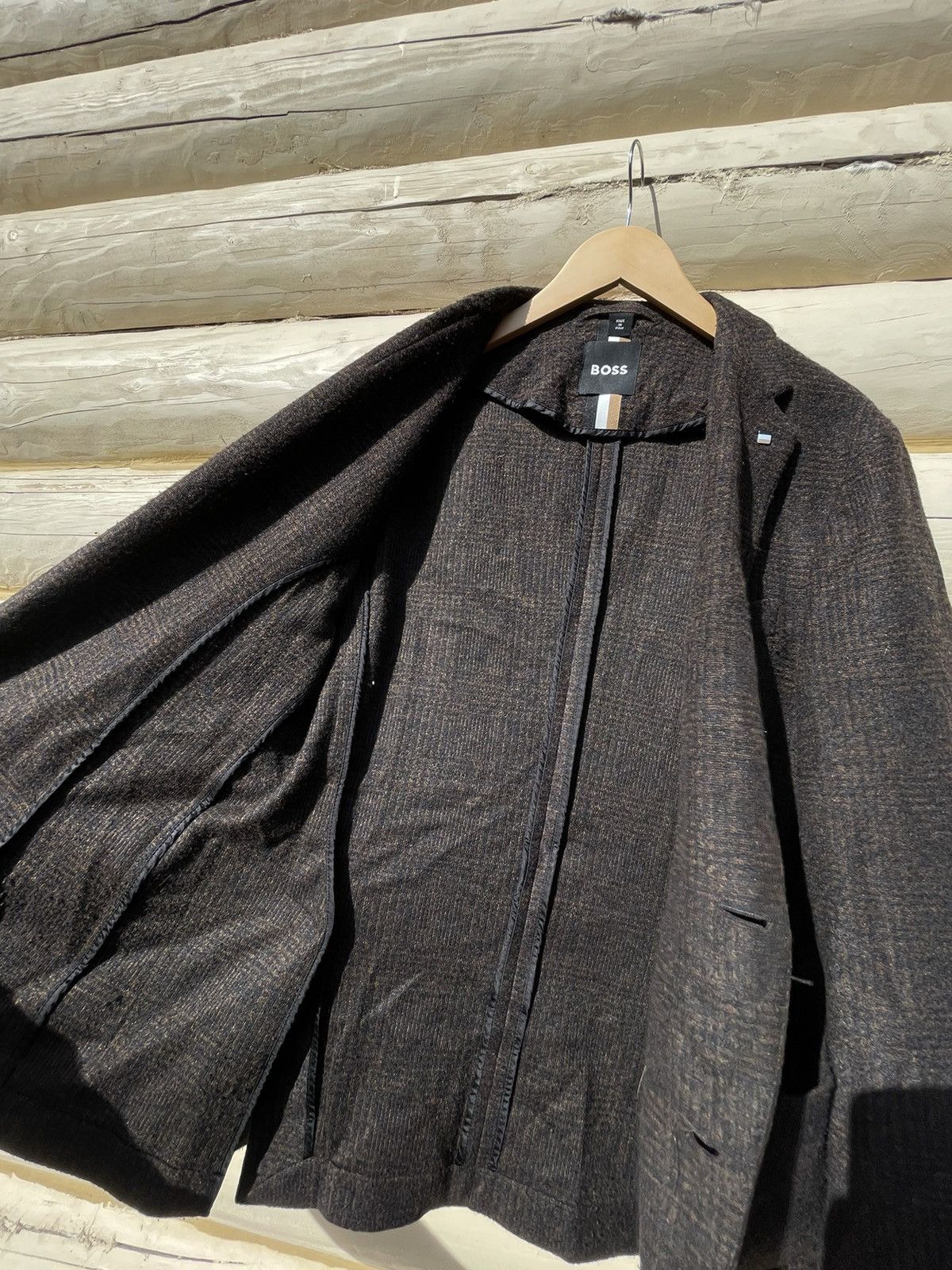 Hugo Boss 2022 Boss jersey jacket brown blazer wool Size 42R - 11 Thumbnail
