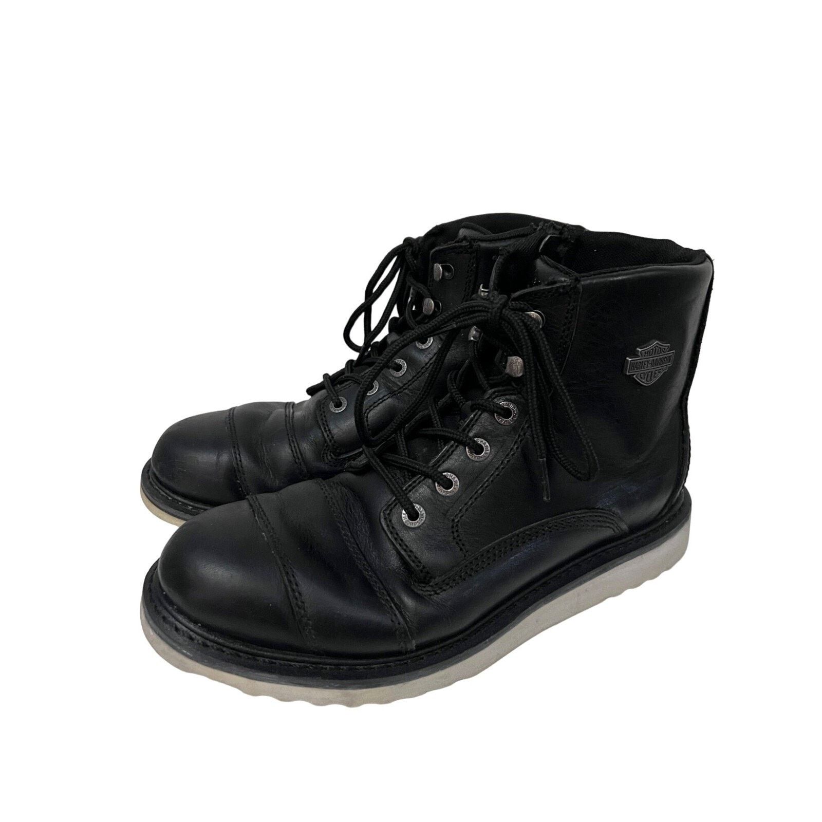 Harley Davidson Harley Davidson Black Leather Zip Up Ankle Boots US 11.5M Size US 11 / EU 44 - 2 Thumbnail