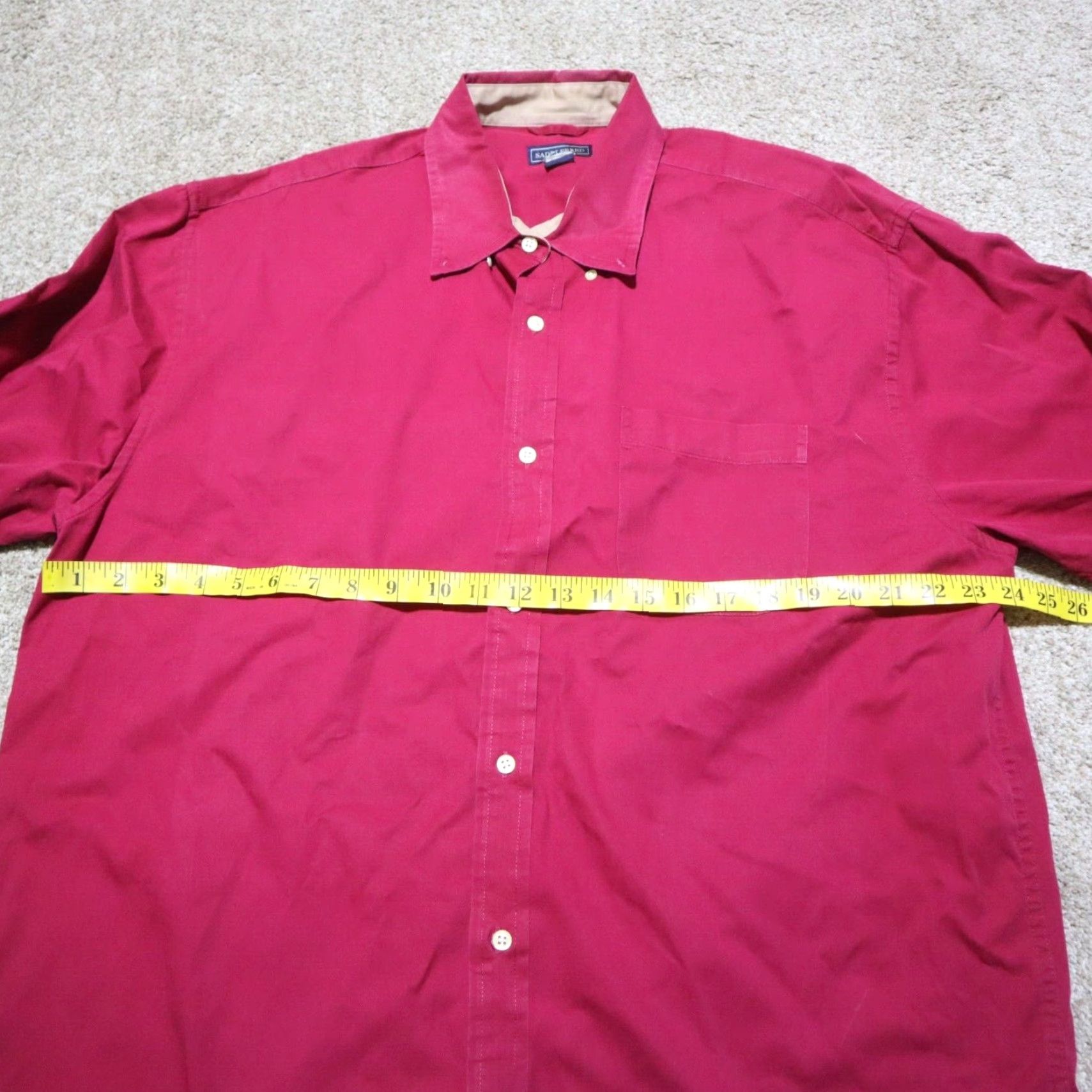 Vintage Saddlebred Solid Red Button Up Long Sleeve Shirt Adult Men Size XL Extra Large Size US XL / EU 56 / 4 - 4 Thumbnail