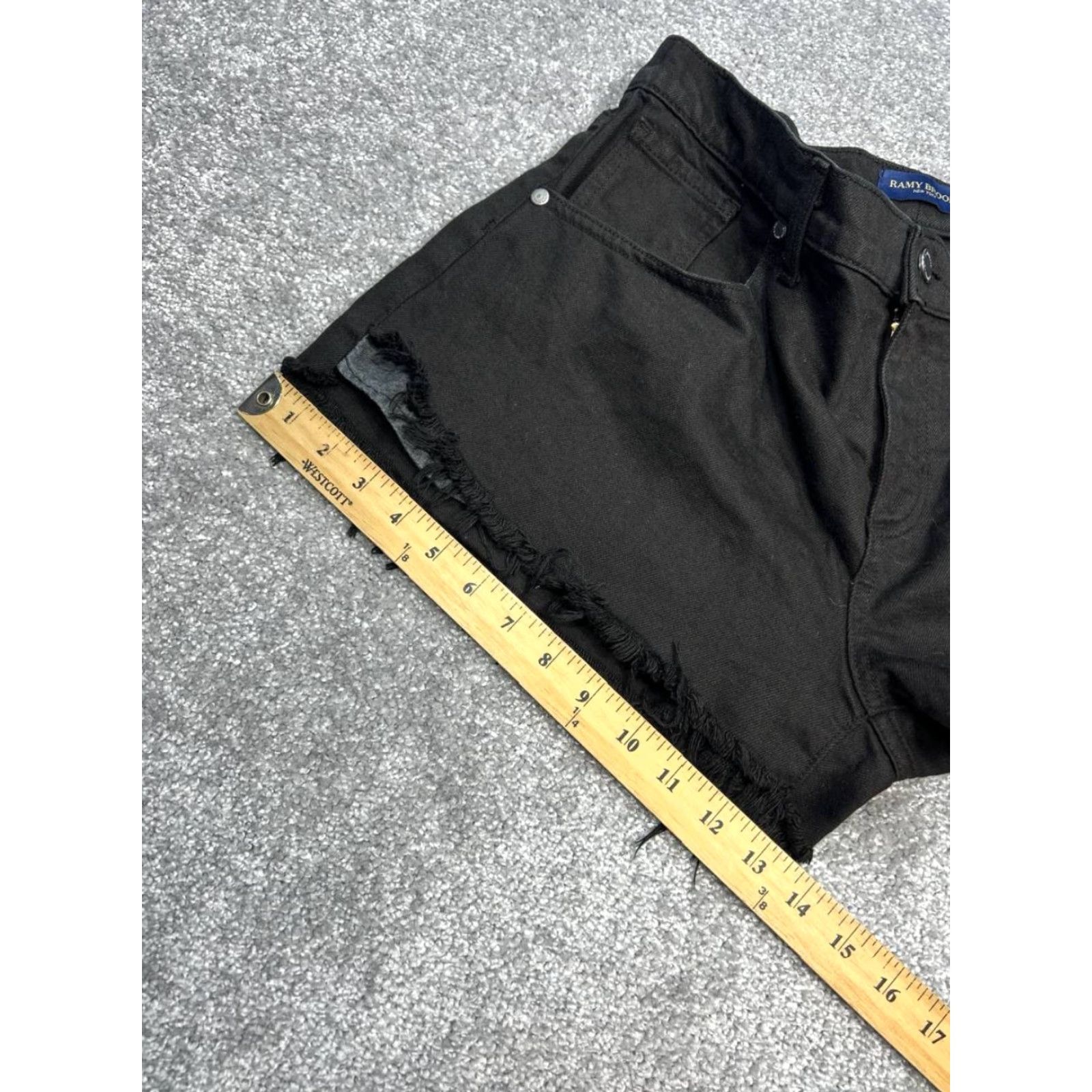 Ramy Brook Ramy Brook Christa Boyfriend Shorts Womens 31 Black Denim Mid Rise Fringe Hem Denim Shorts Black Womens 31 Jeans Ramy Brook Size 24" / US 00 / IT 34 - 4 Thumbnail