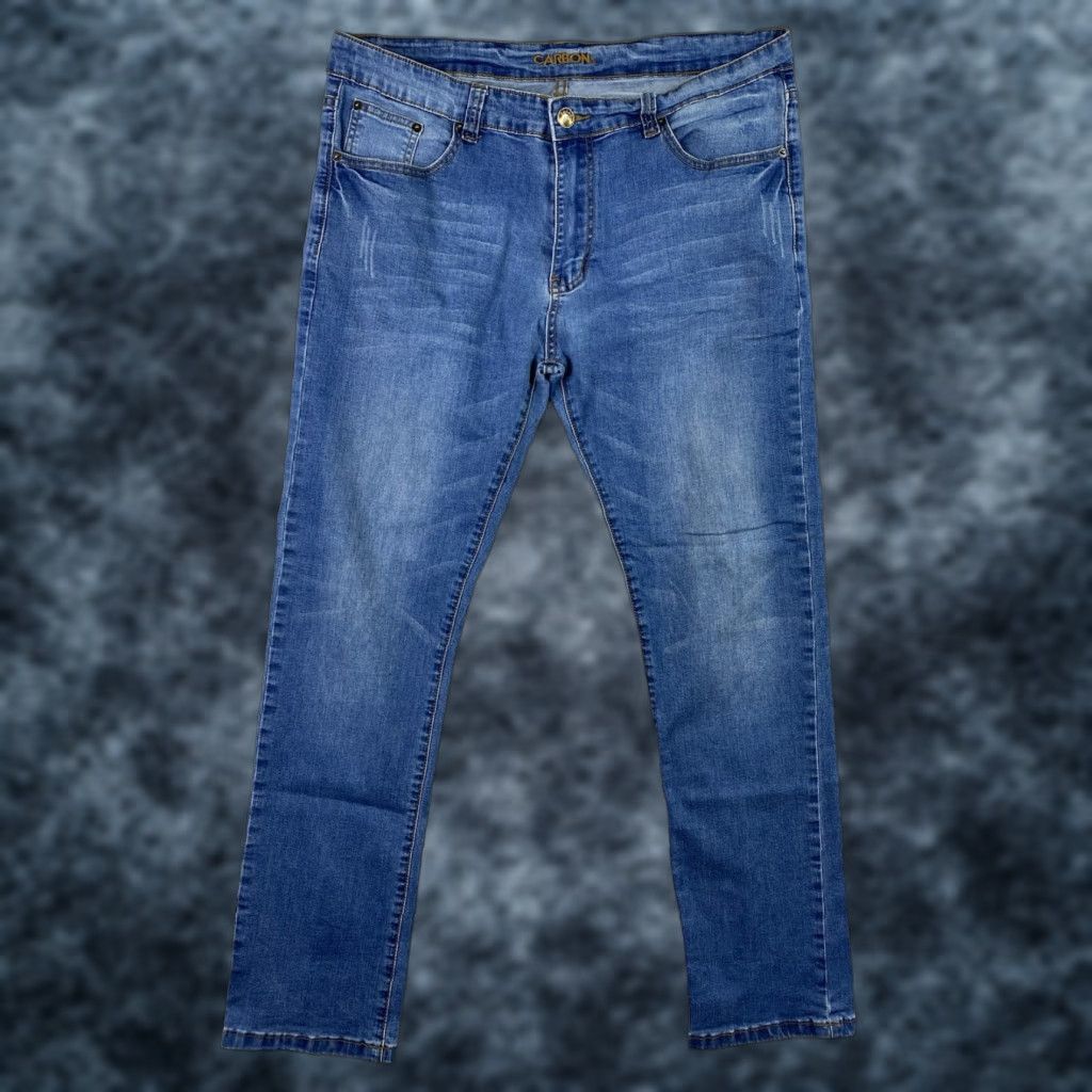 Carbon Carbon Jeans Mens 36x32 Denim Straight Jeans Blue 5-Pocket Design Relaxed Fit Modern Classic American Style Mens Size US 36 / EU 52 - 1 Thumbnail