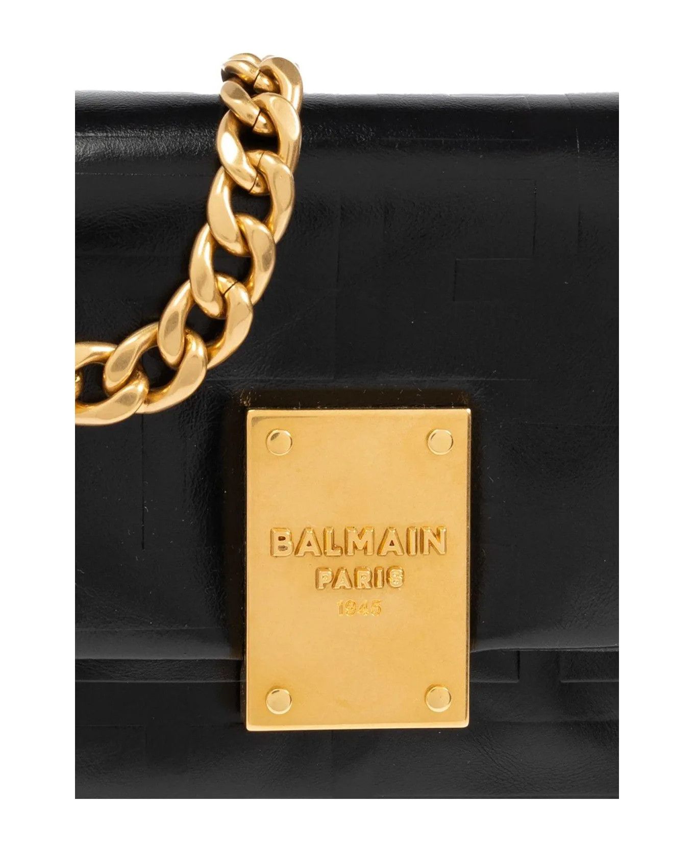 Balmain o1s1wg111225 Size:OS/Embossed Flap Shoulder Bag in Black Size ONE SIZE - 5 Thumbnail