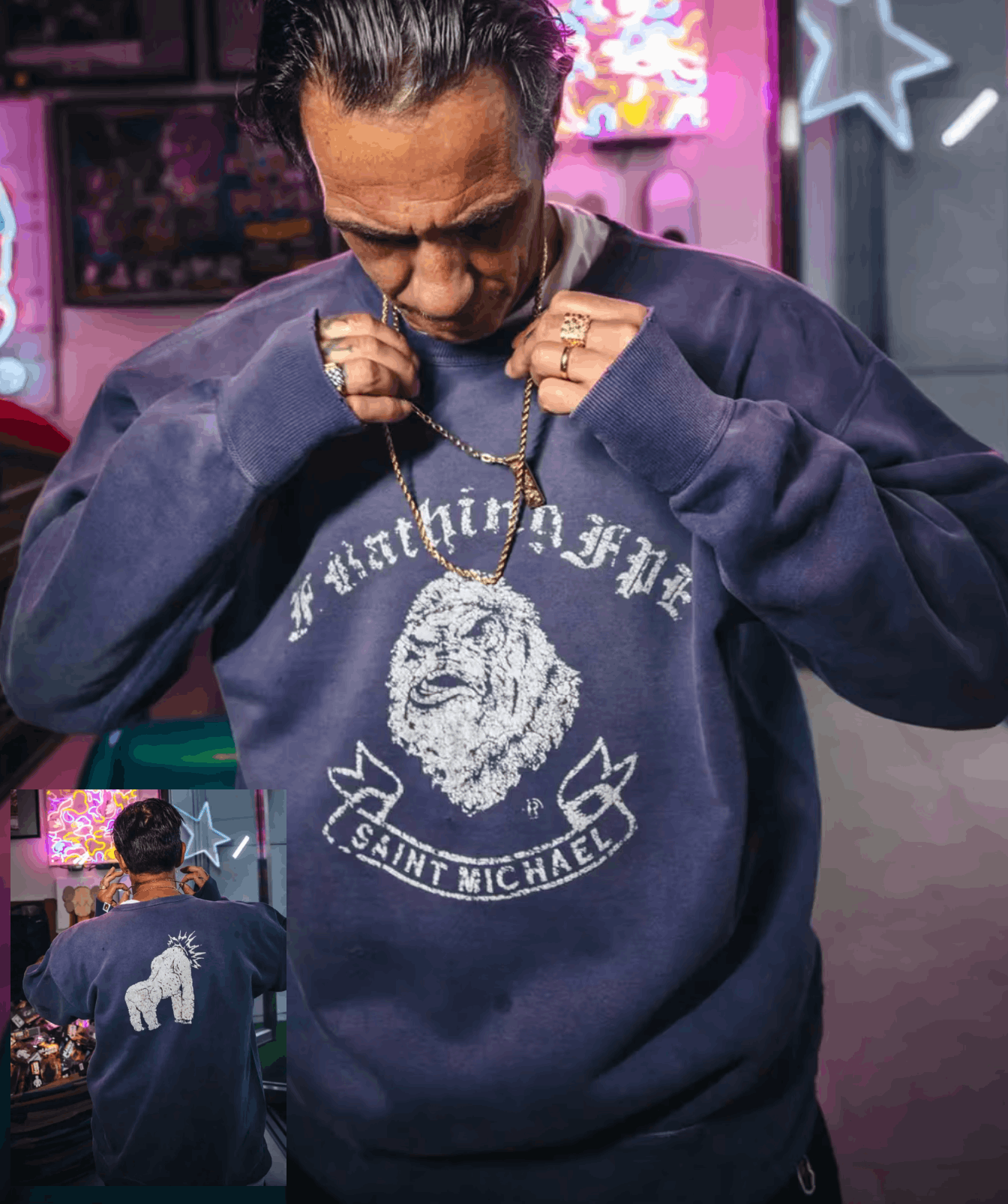 Bape × Saint Michael BAPE X SAINT MXXXXXX GORILLA CREWNECK